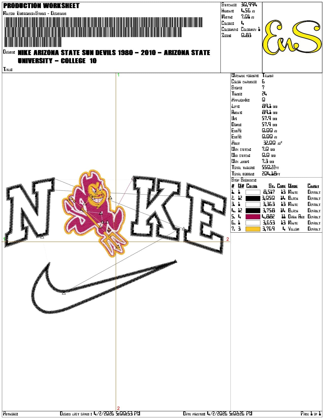 Nike Arizona State Sun Devils 1980 2010  University   - Elegant embroidery design file-instant download — view 3