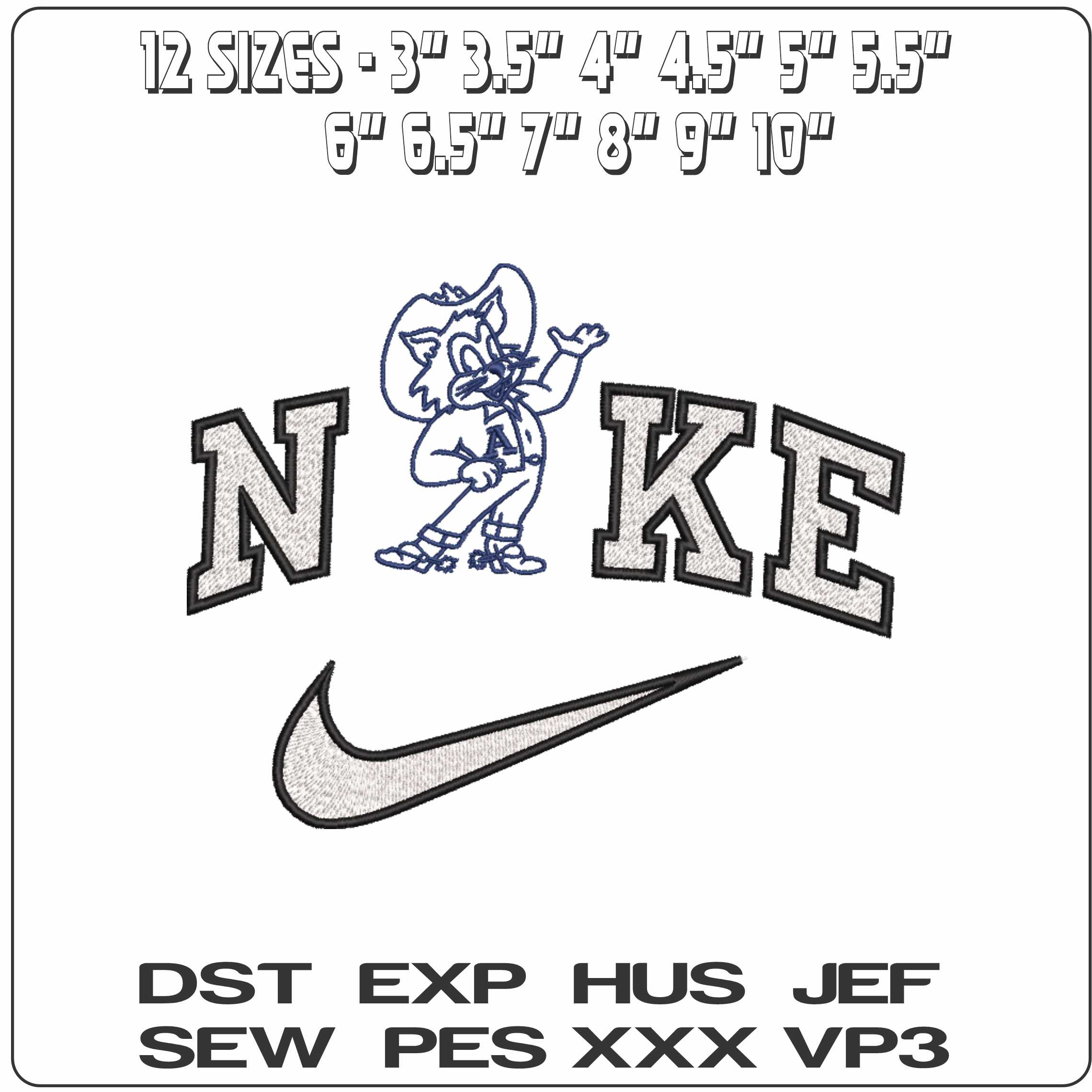 Nike Arizona Wildcats 1950 No Background College   - Elegant embroidery design file-instant download — view 2