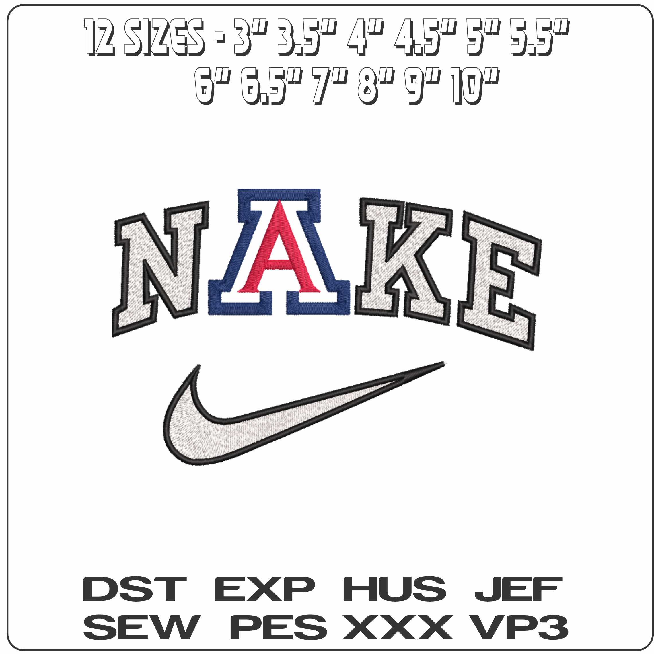 Nike Arizona Wildcats no Background College   - Elegant embroidery design file-instant download — view 2