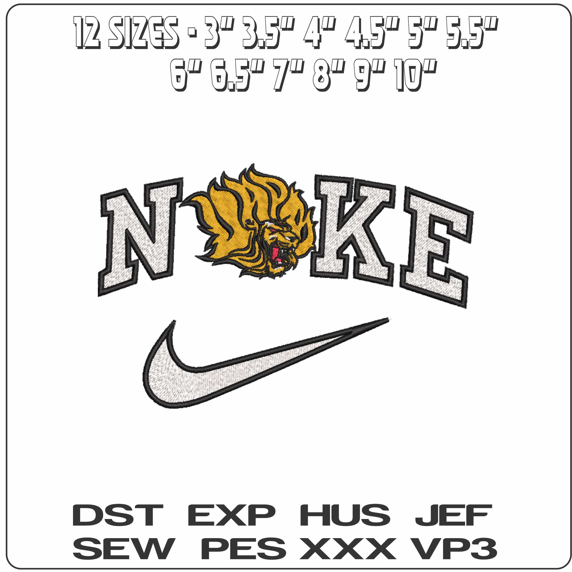 Nike Arkansas PB Golden Lions 2015 on University   - Elegant embroidery design file-instant download — view 2