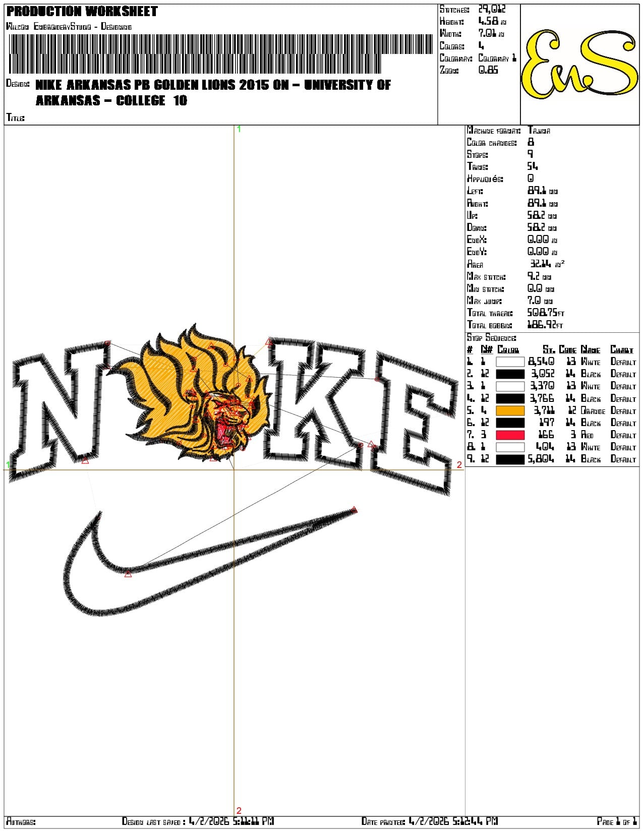 Nike Arkansas PB Golden Lions 2015 on University   - Elegant embroidery design file-instant download — view 3