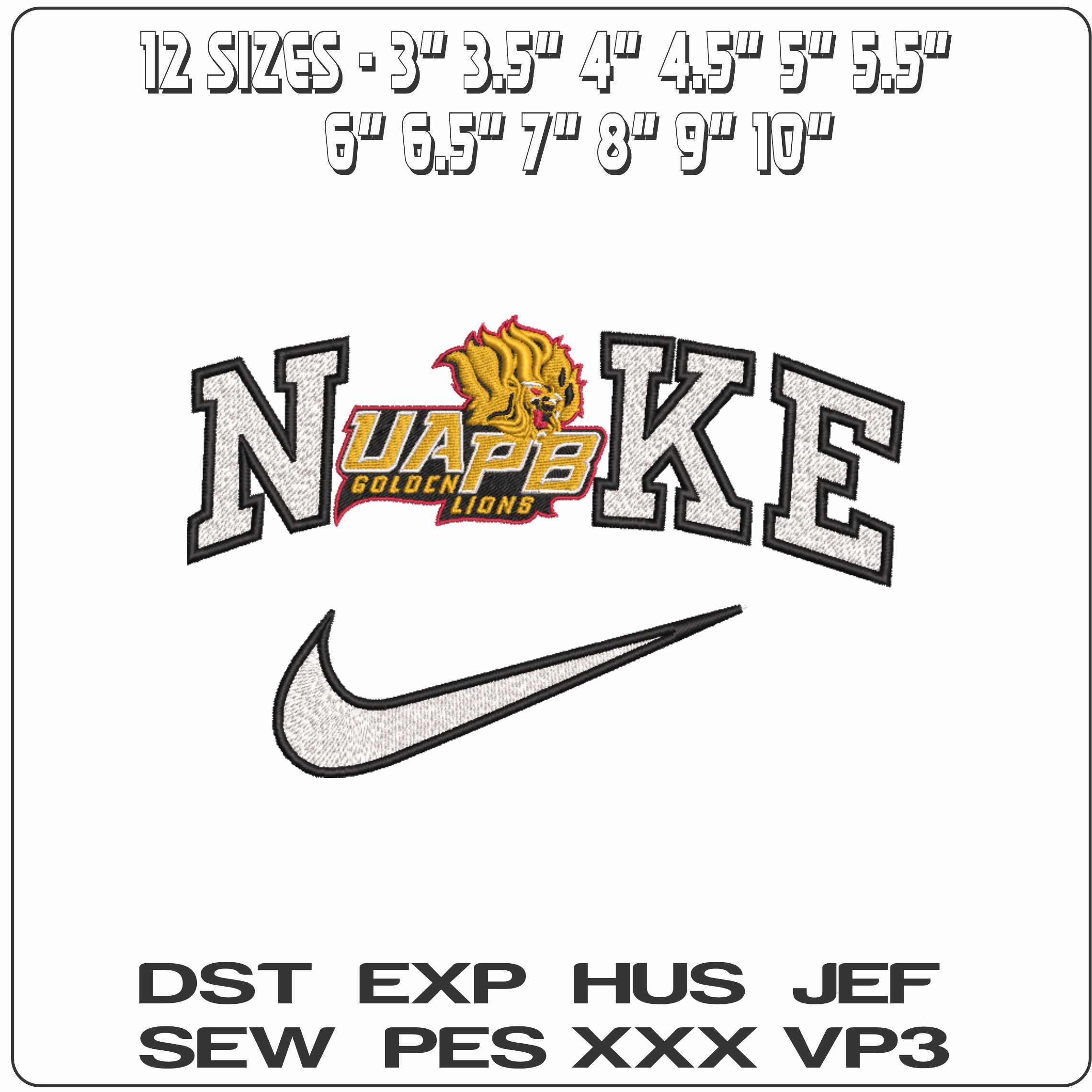 Nike Arkansas PB Golden Lions Alternative University   - Elegant embroidery design file-instant download — view 2
