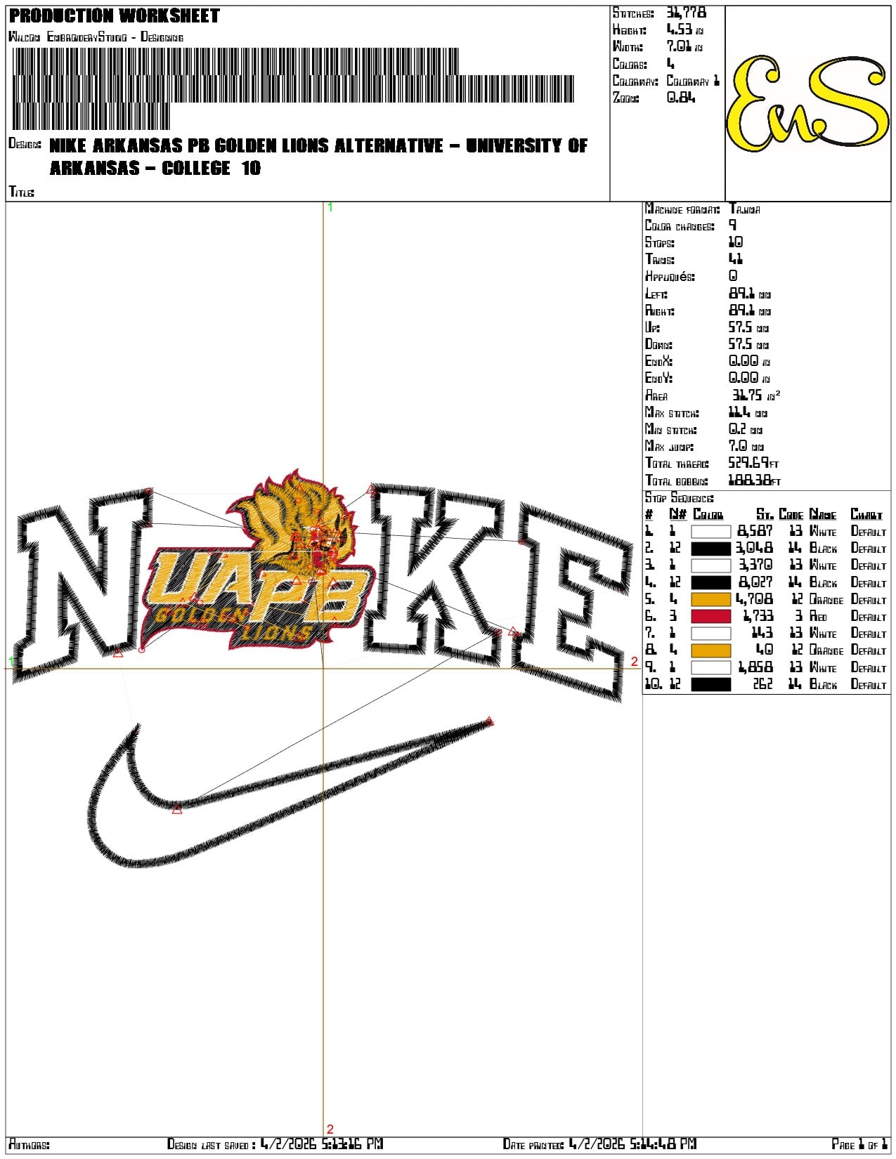 Nike Arkansas PB Golden Lions Alternative University   - Elegant embroidery design file-instant download — view 3