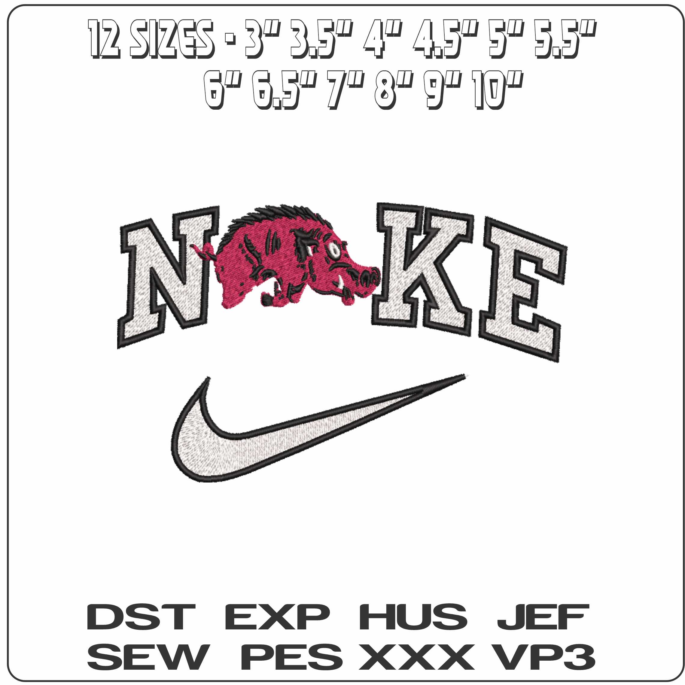 Nike Arkansas Razorbacks 1931 University   - Elegant embroidery design file-instant download — view 2