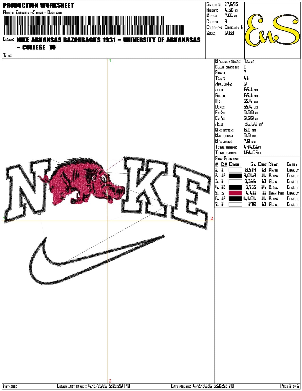 Nike Arkansas Razorbacks 1931 University   - Elegant embroidery design file-instant download — view 3