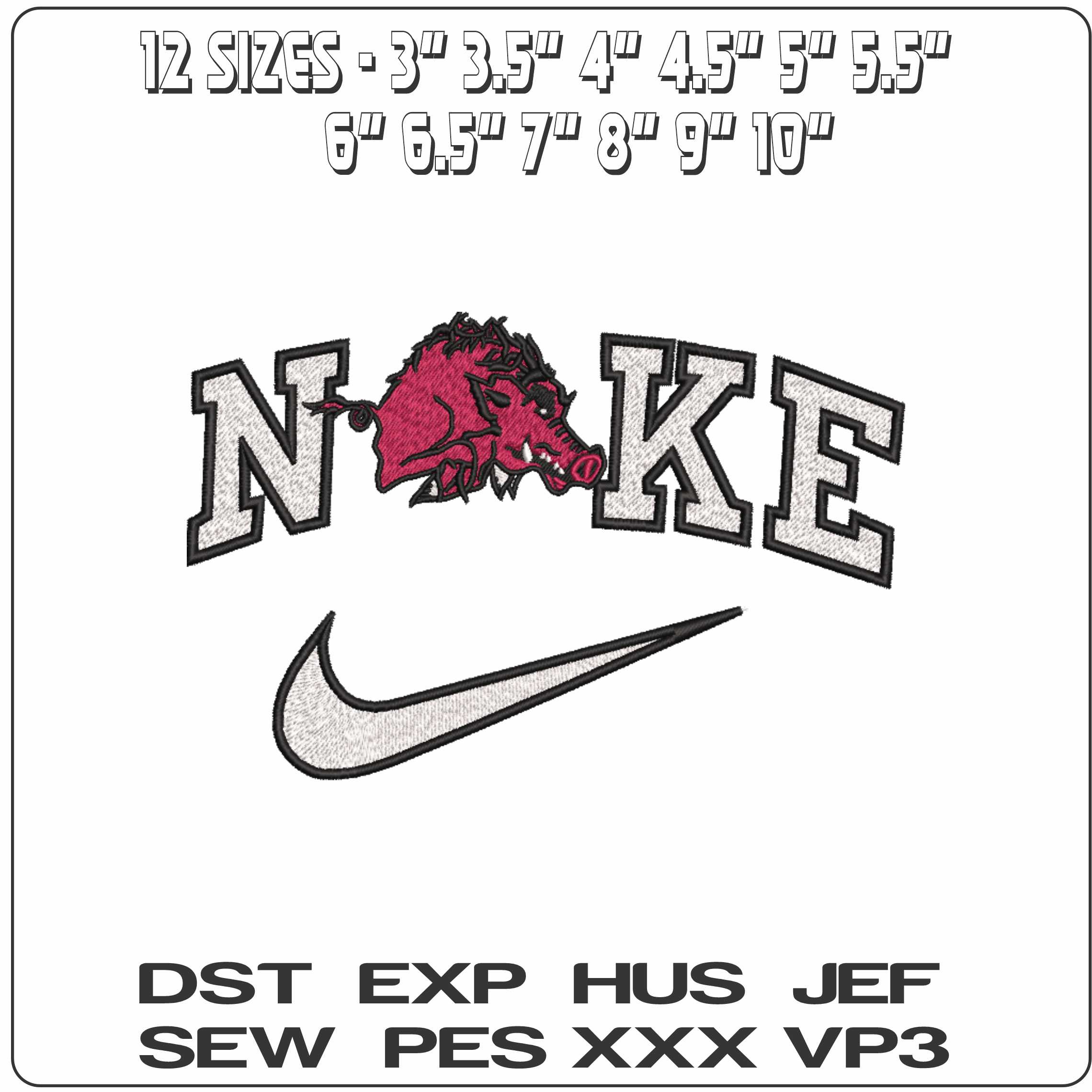 Nike Arkansas Razorbacks 1938 University   - Elegant embroidery design file-instant download — view 2