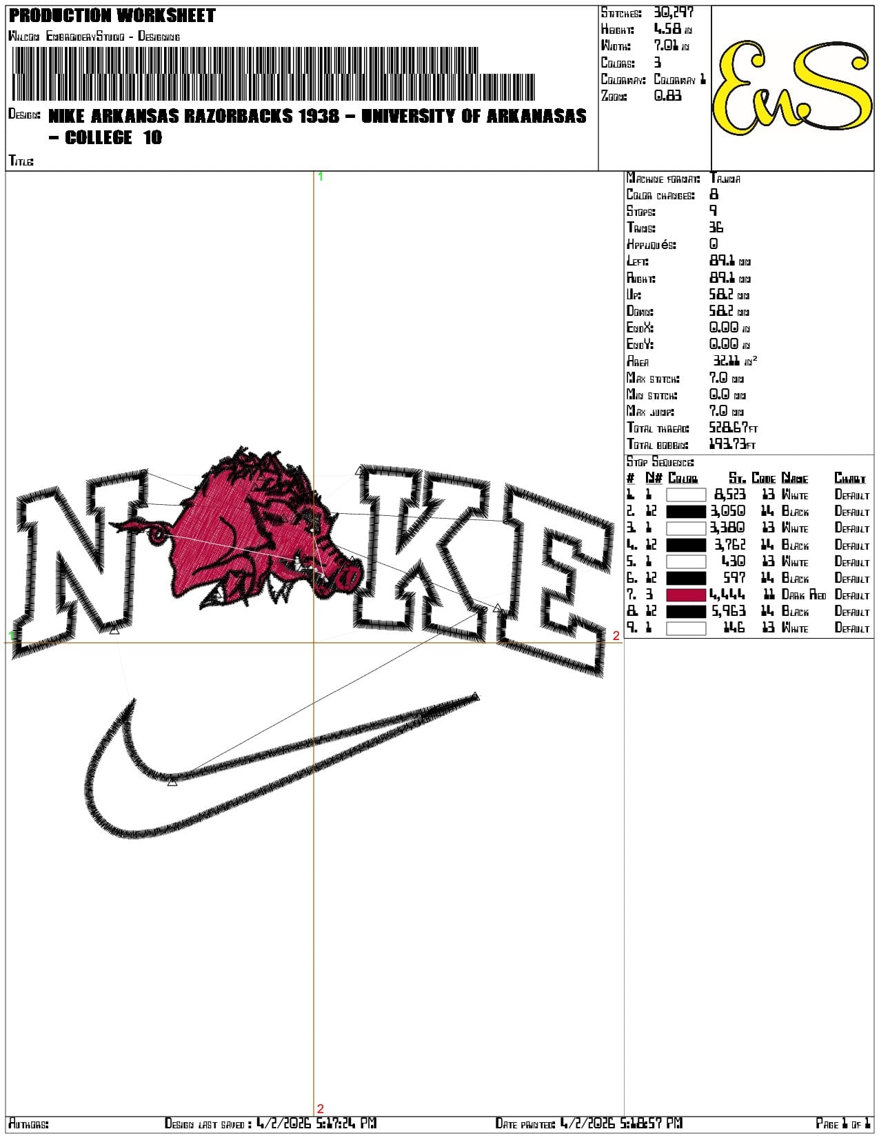 Nike Arkansas Razorbacks 1938 University   - Elegant embroidery design file-instant download — view 3