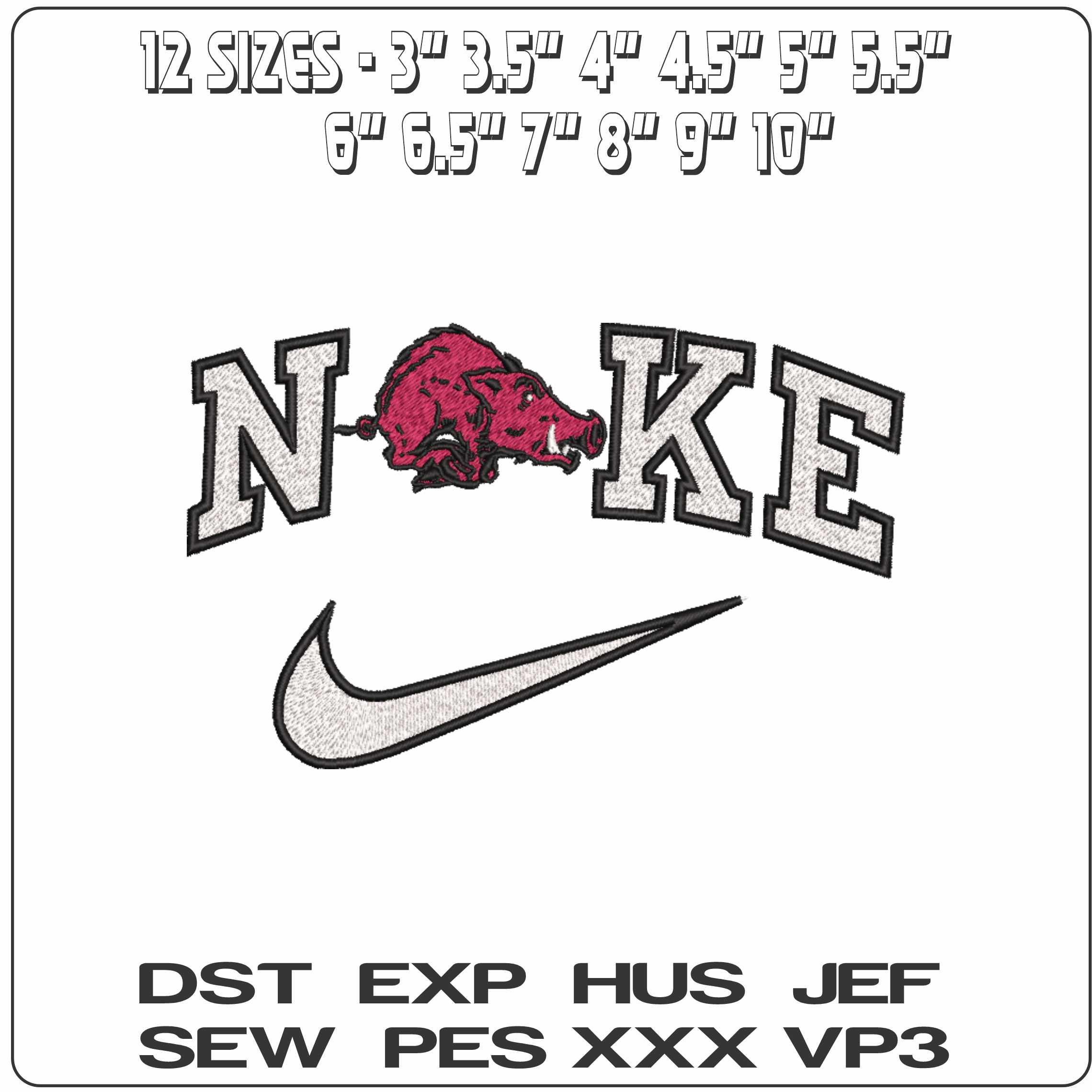 Nike Arkansas Razorbacks 1955 University   - Elegant embroidery design file-instant download — view 2