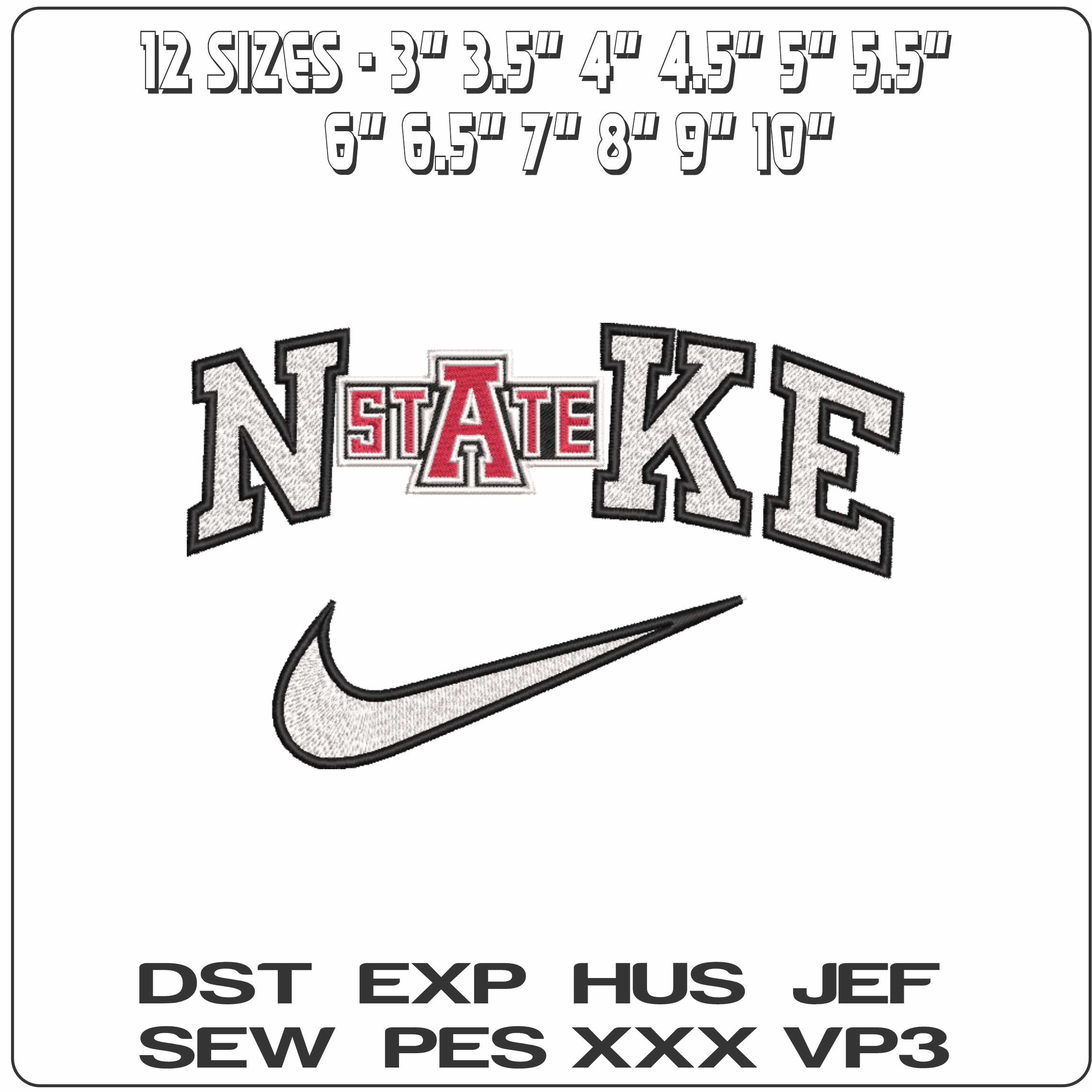 Nike Arkansas State Red Wolves College   - Elegant embroidery design file-instant download — view 2