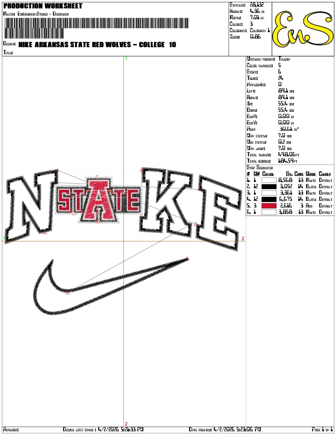 Nike Arkansas State Red Wolves College   - Elegant embroidery design file-instant download — view 3