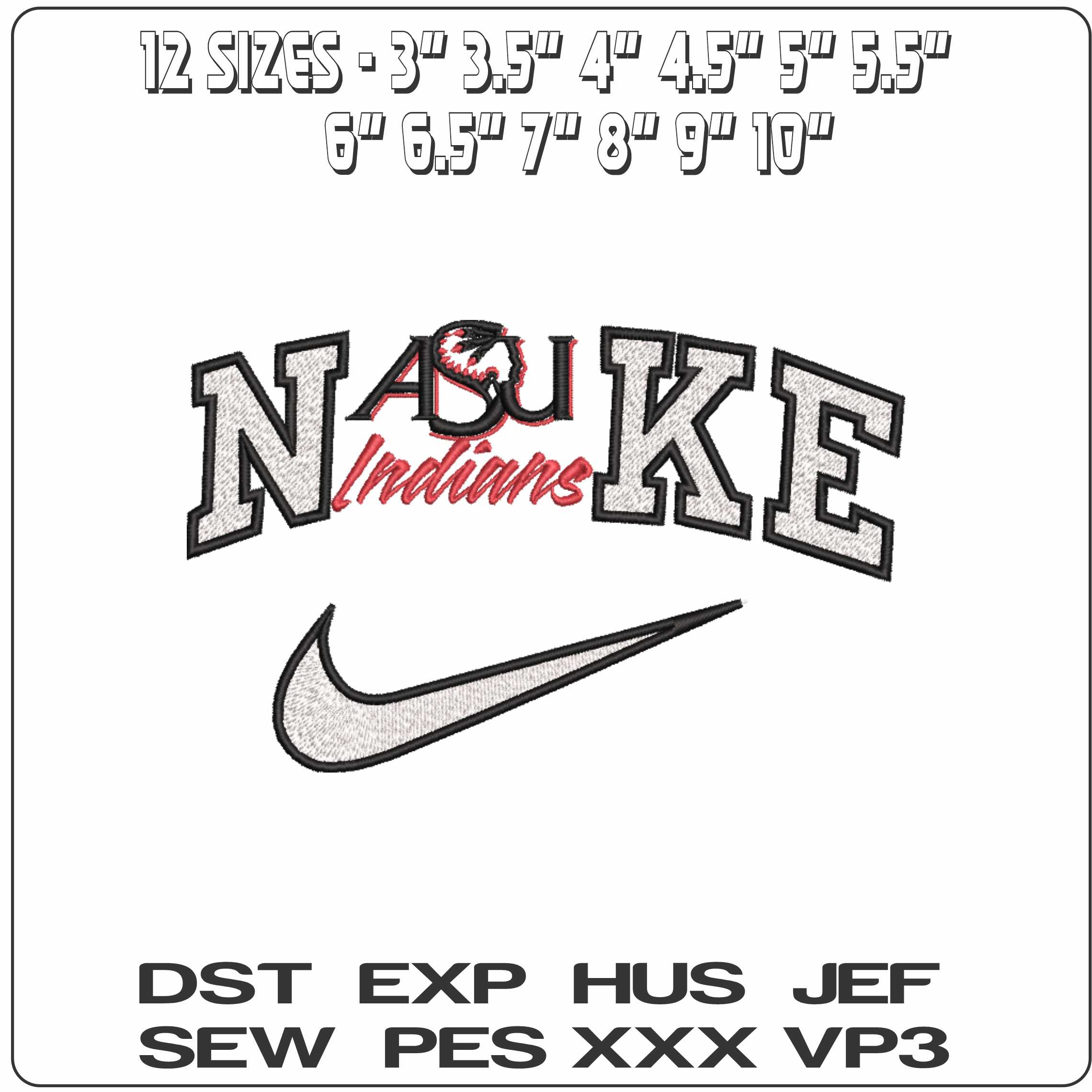 Nike Arkansas State University Indians 1993 to 2008   - Elegant embroidery design file-instant download — view 2
