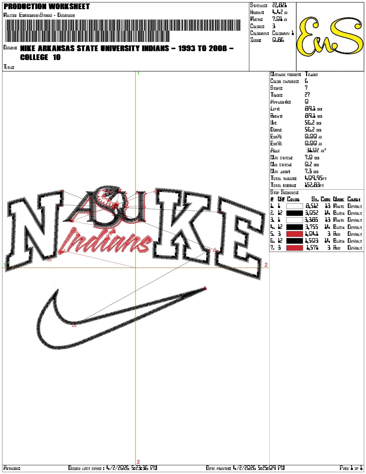 Nike Arkansas State University Indians 1993 to 2008   - Elegant embroidery design file-instant download — view 3