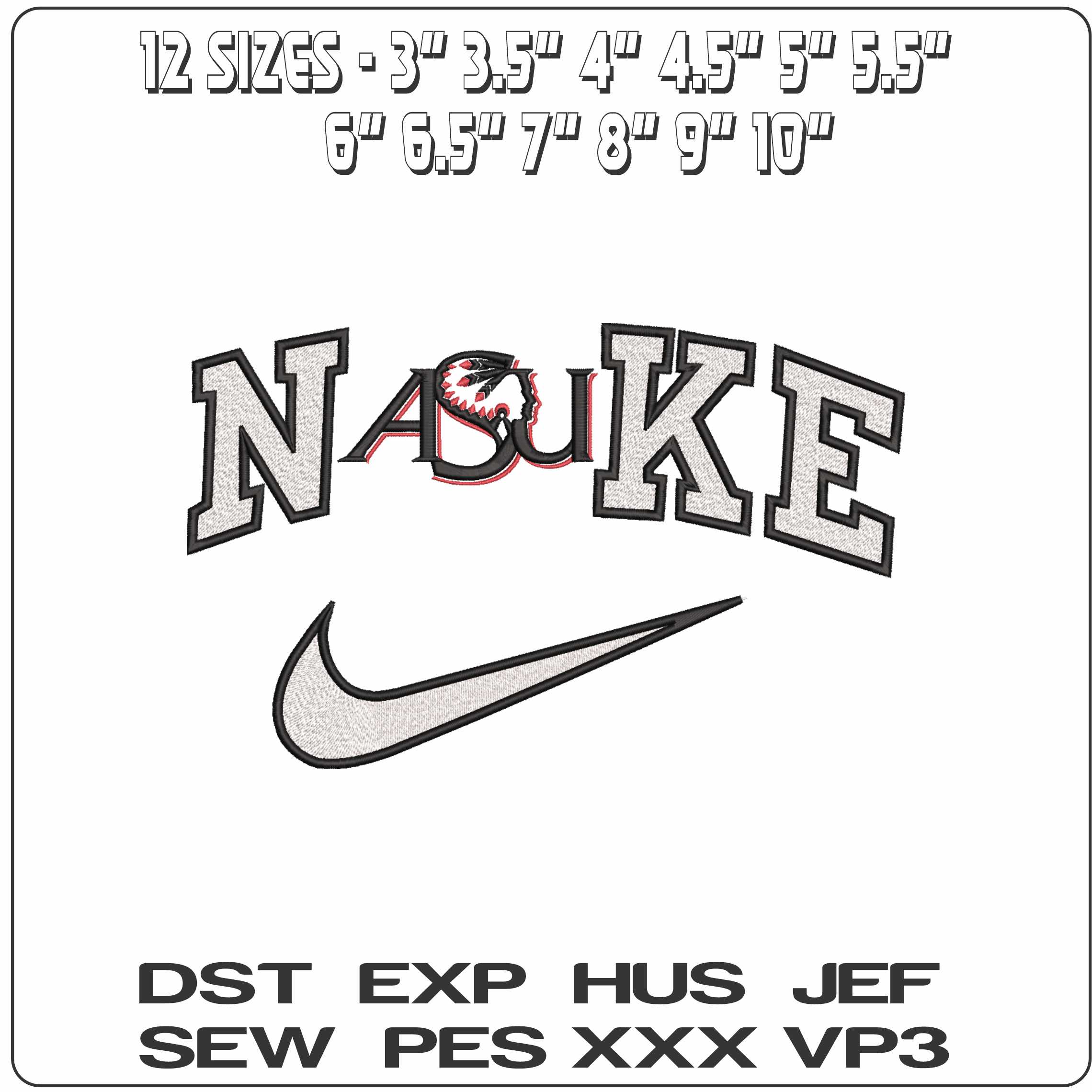 Nike Arkansas State University Indians ASU 1993 to 2008   - Elegant embroidery design file-instant download — view 2