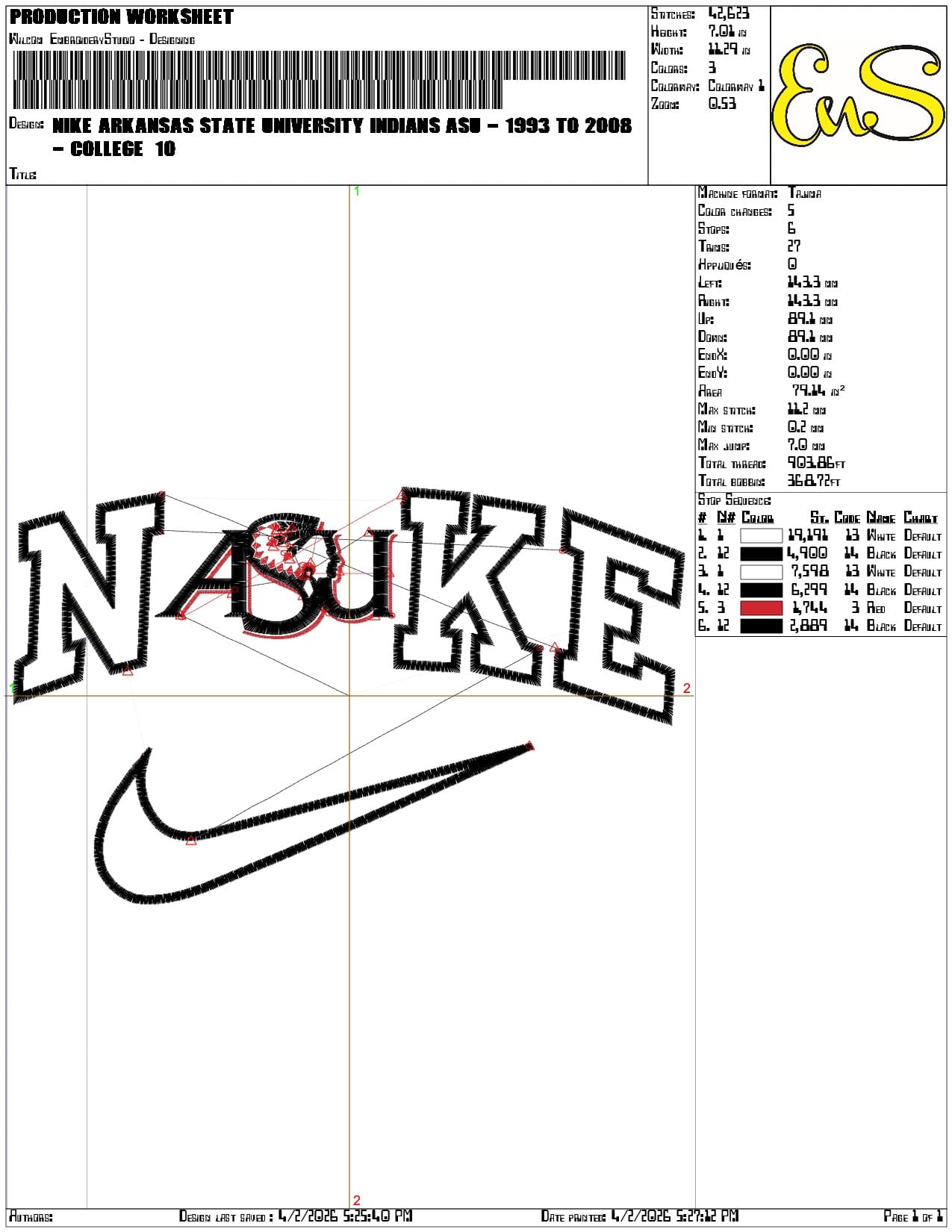 Nike Arkansas State University Indians ASU 1993 to 2008   - Elegant embroidery design file-instant download — view 3