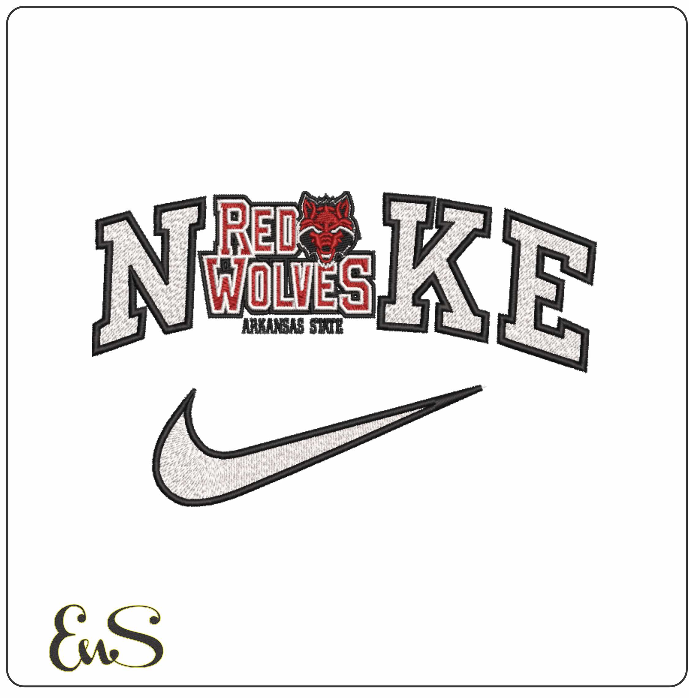Nike Arkansas State Red Wolves Logo 2008 to 15 College   - Elegant embroidery design file-instant download