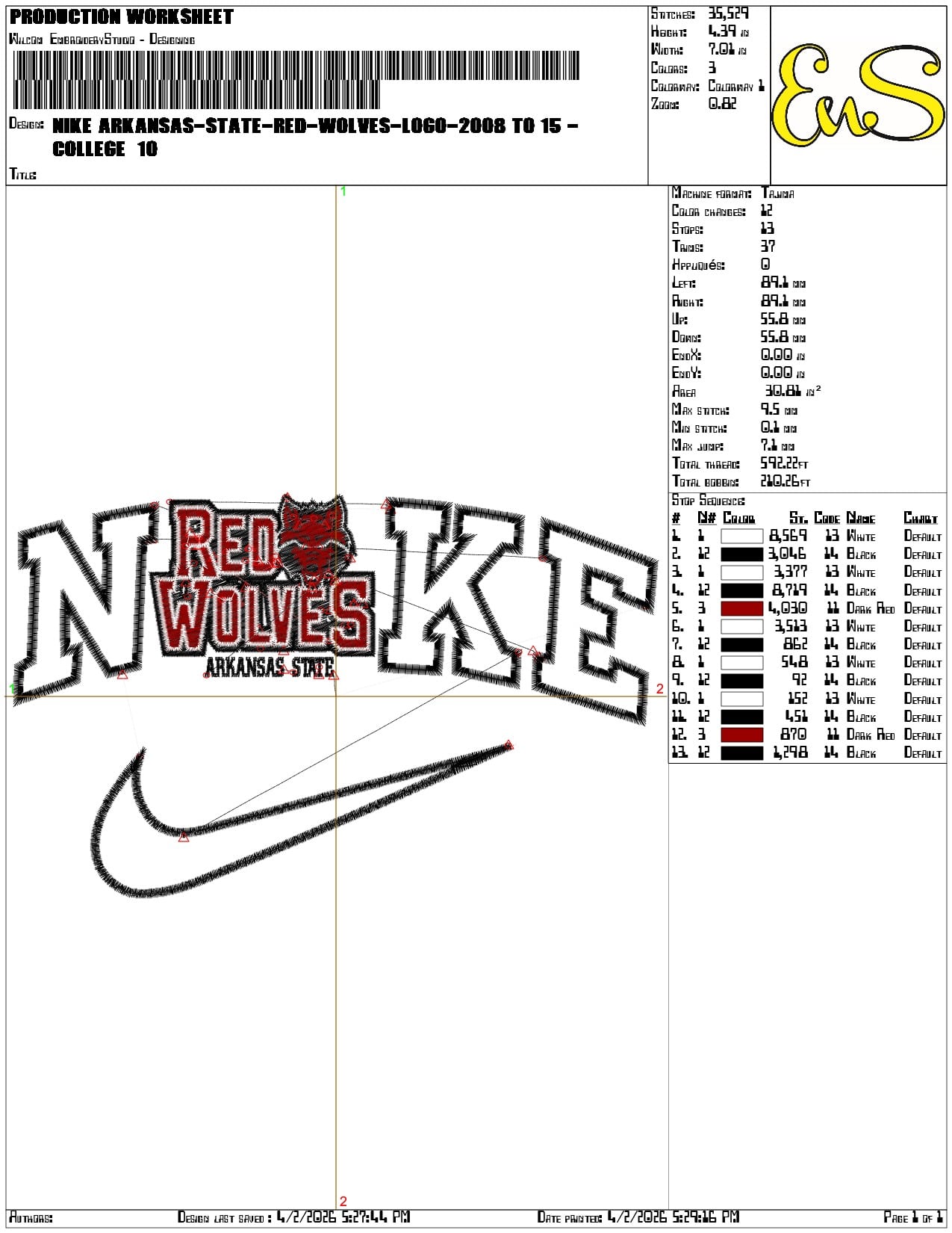 Nike Arkansas State Red Wolves Logo 2008 to 15 College   - Elegant embroidery design file-instant download — view 3