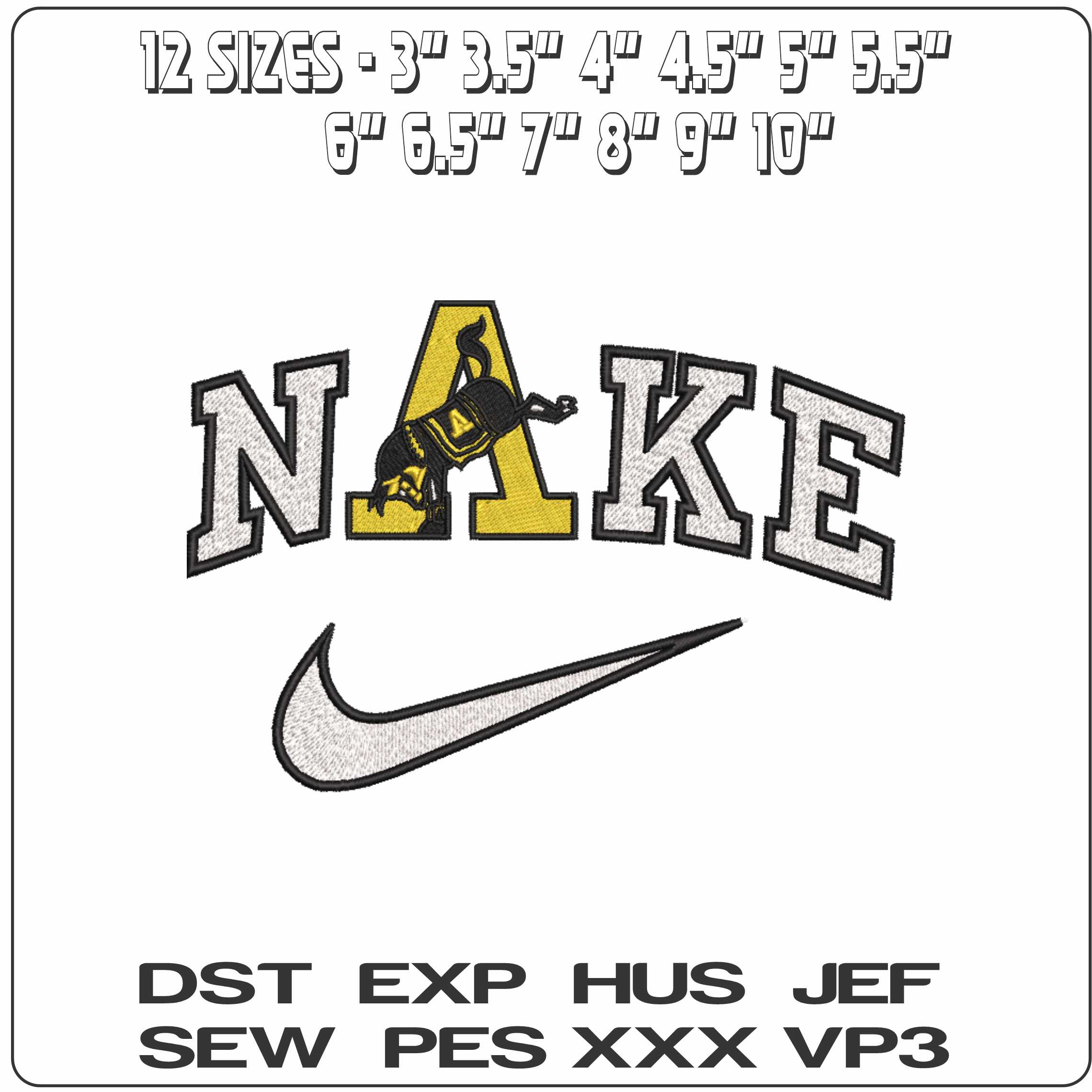 Nike Army Black Knight 1975 2000 US Military West Point  College   - Elegant embroidery design file-instant download — view 2