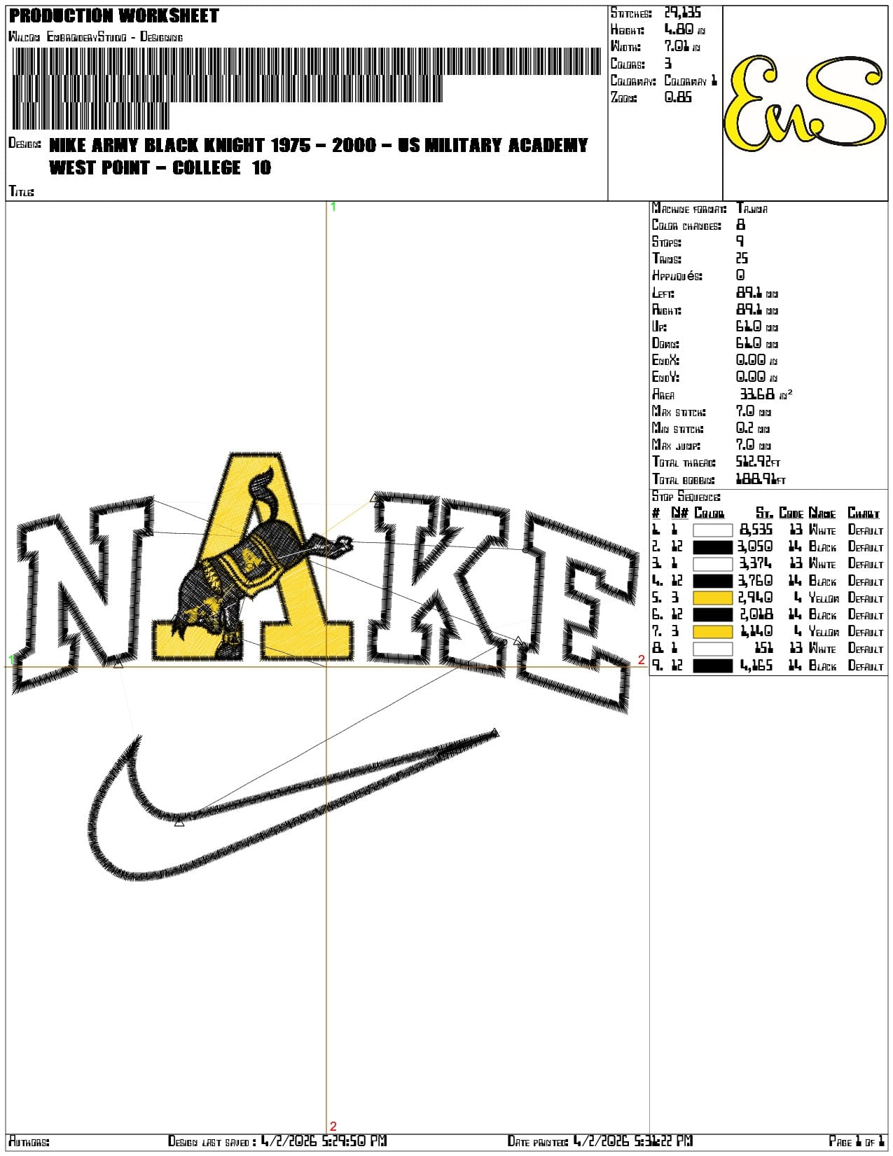 Nike Army Black Knight 1975 2000 US Military West Point  College   - Elegant embroidery design file-instant download — view 3