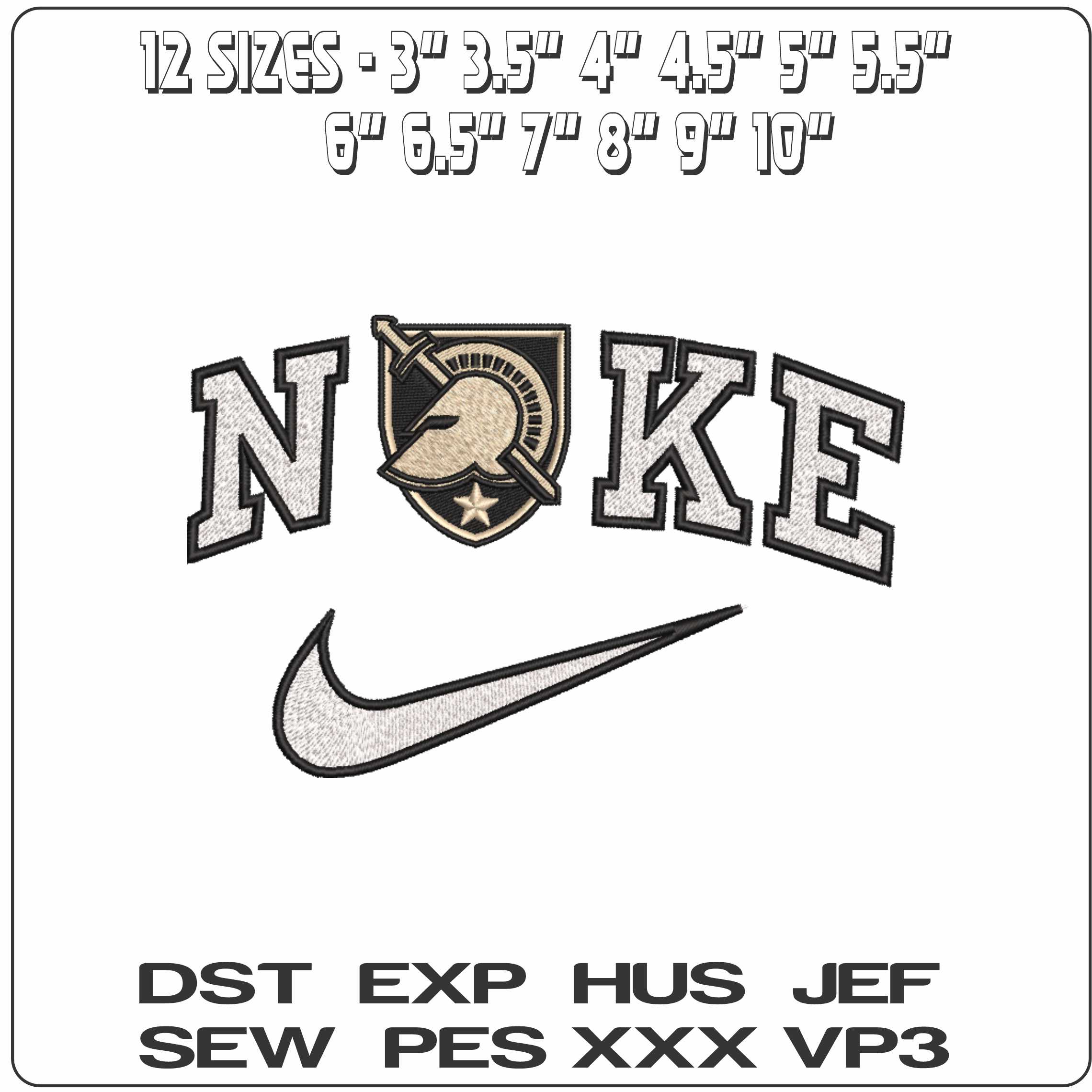 Nike Army Black Knight 2015 on US Military Academy   - Elegant embroidery design file-instant download — view 2