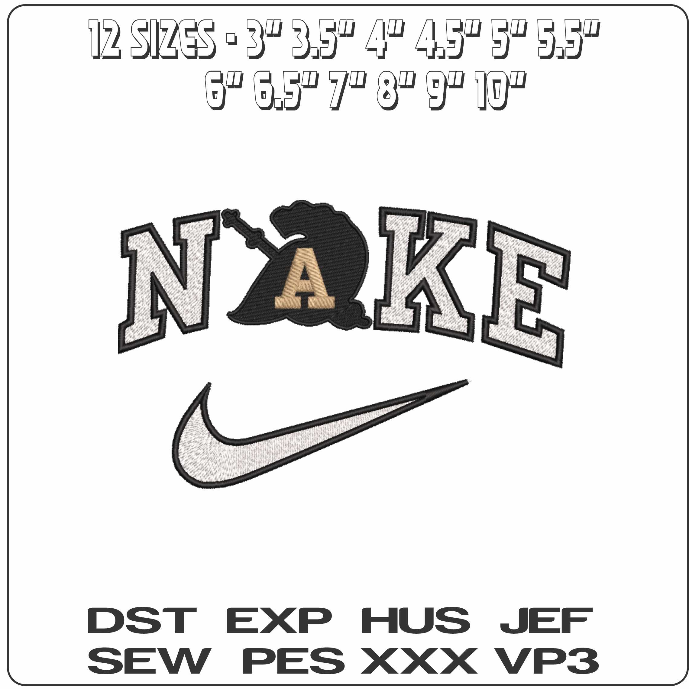Nike Army Black Knight Helmets US Military Academy   - Elegant embroidery design file-instant download — view 2