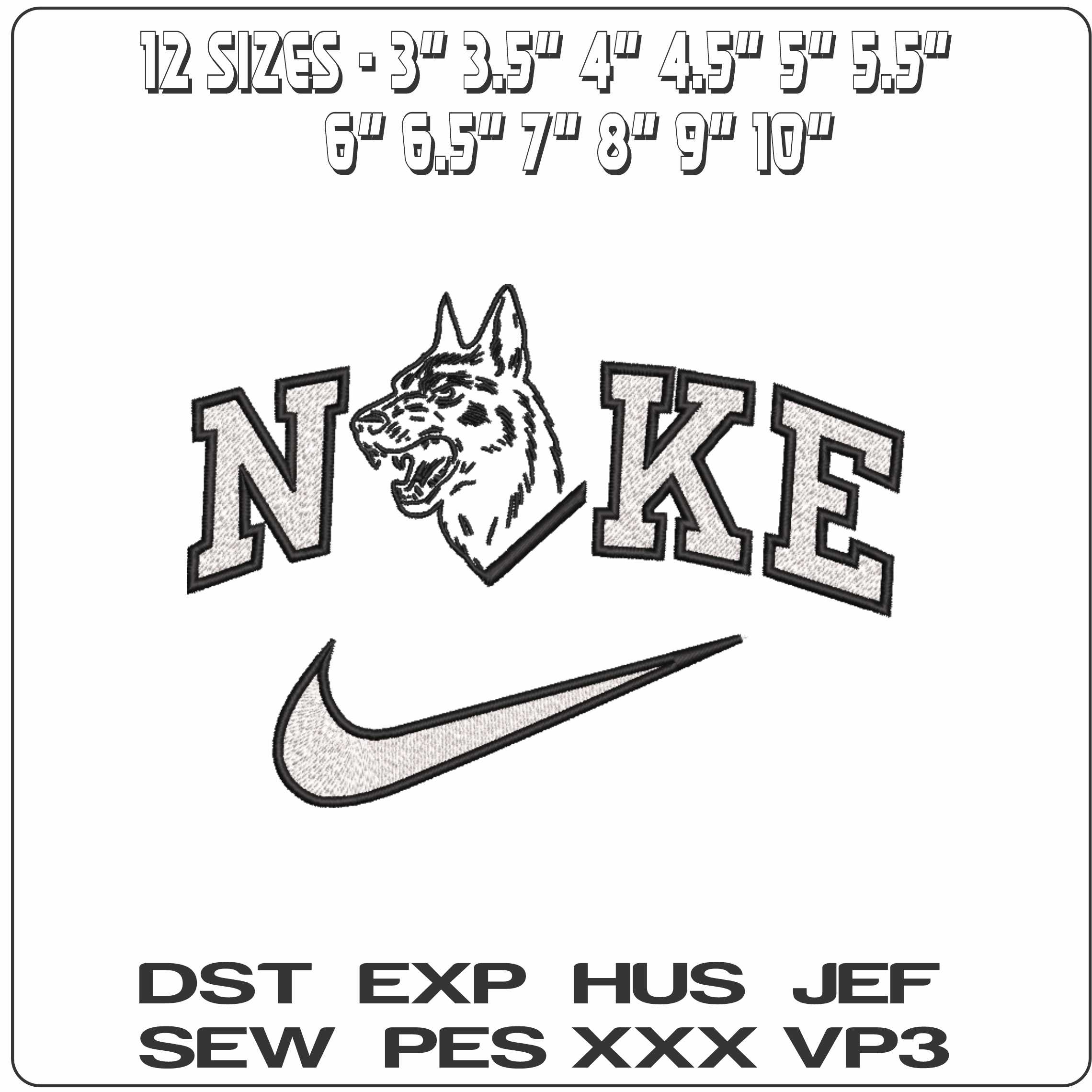 Nike Attack Dog   - Elegant embroidery design file-instant download — view 2