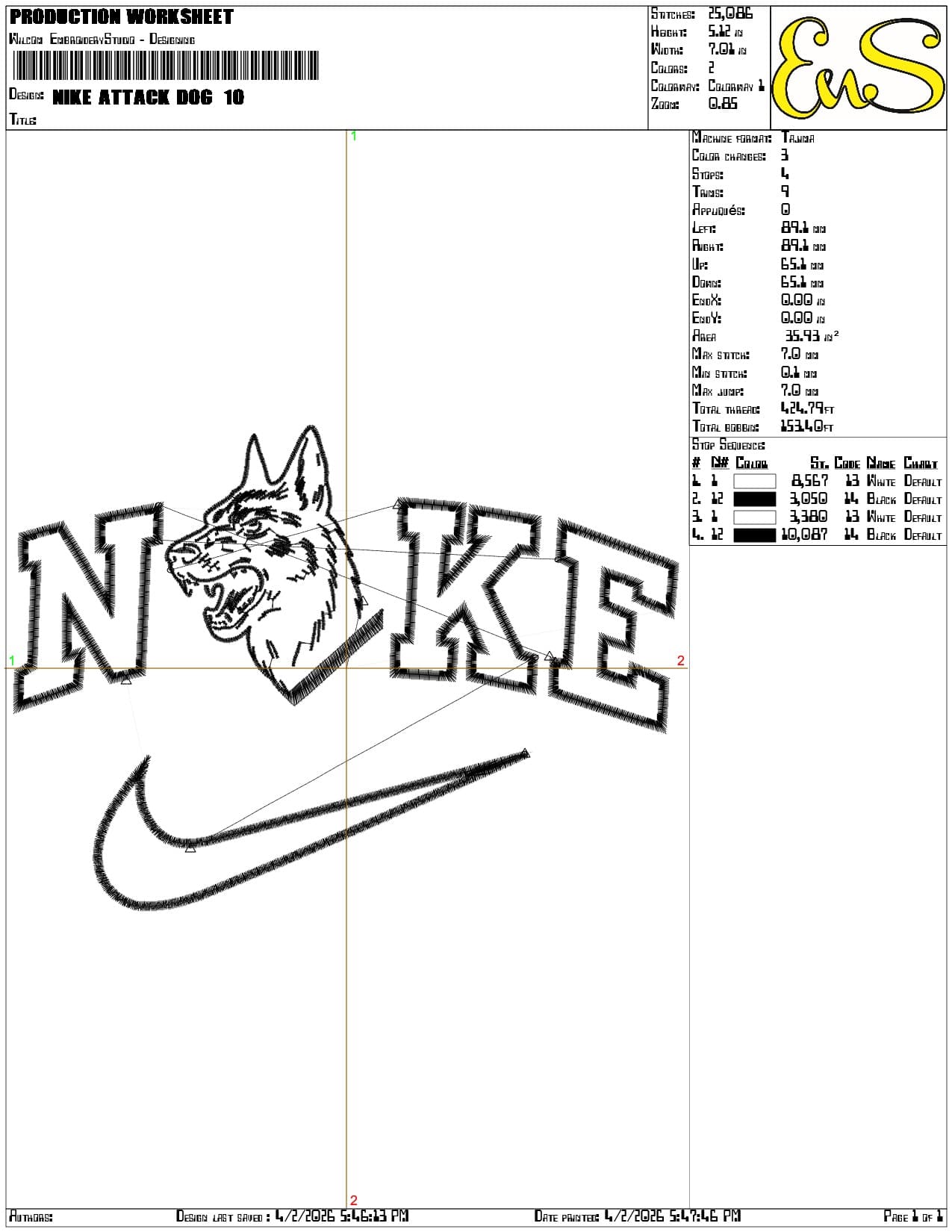 Nike Attack Dog   - Elegant embroidery design file-instant download — view 3