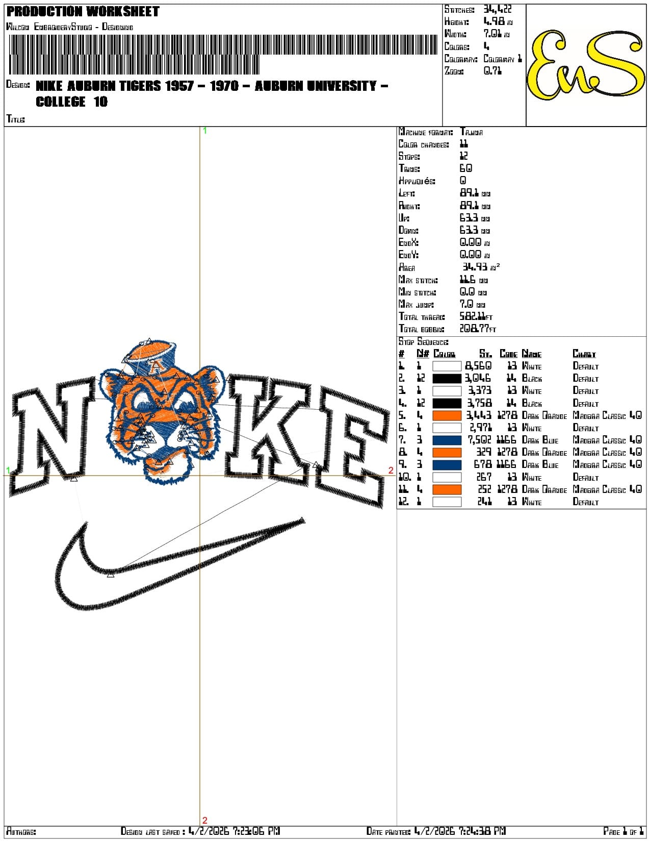 Nike Auburn Tigers 1957 1970 Auburn University   - Elegant embroidery design file-instant download — view 3