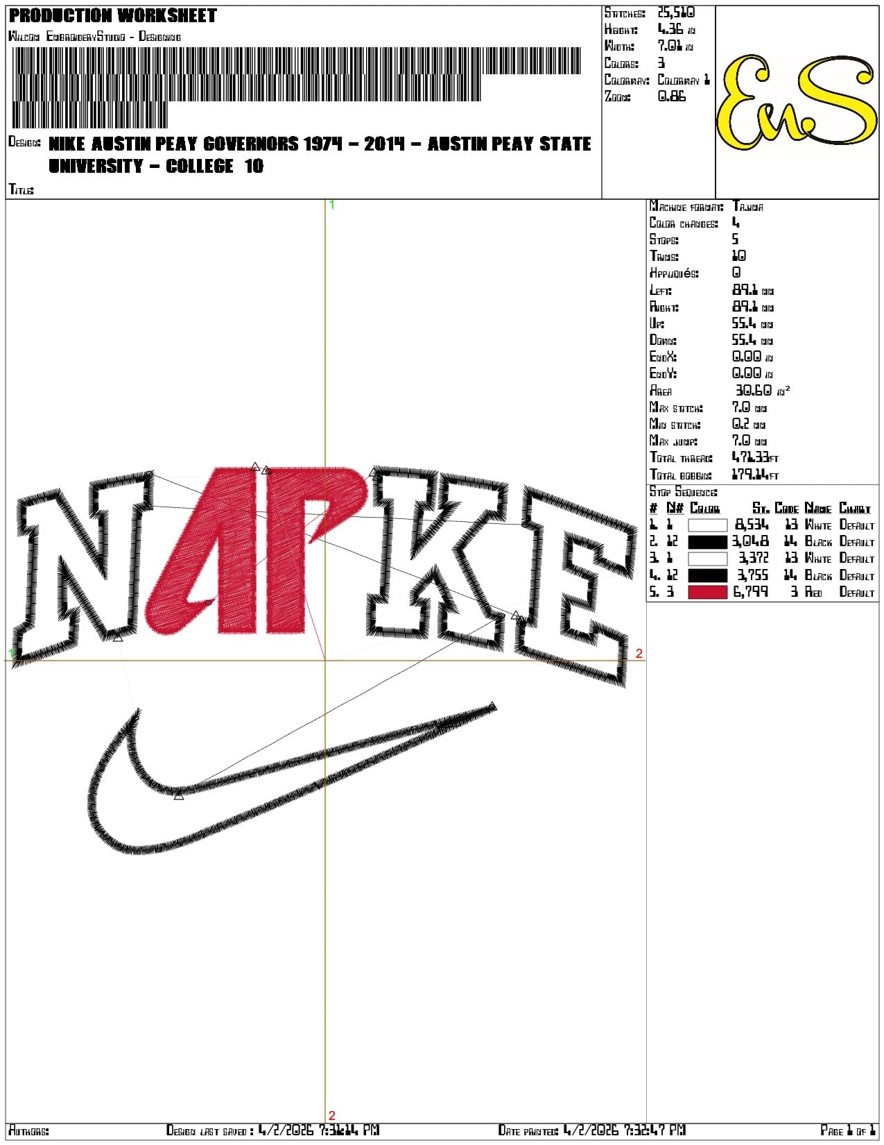 Nike Austin Peay Governors 1974 2014  State University   - Elegant embroidery design file-instant download — view 3