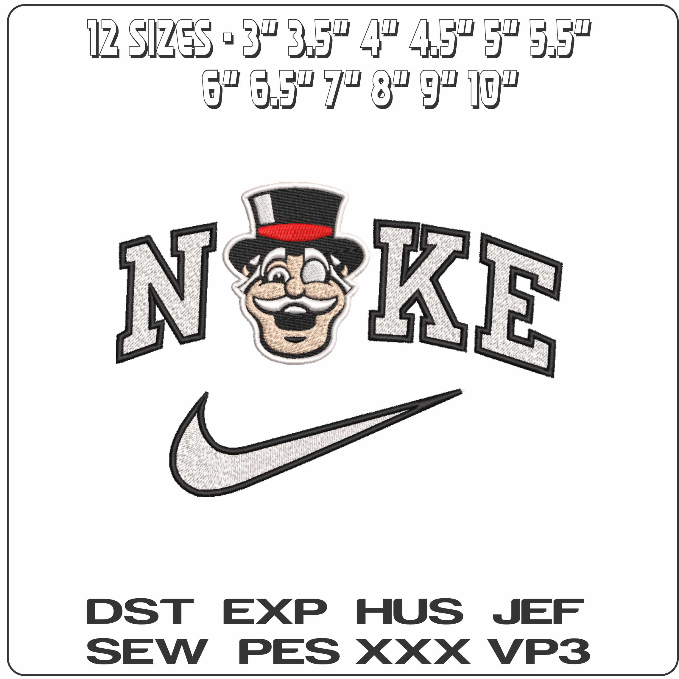 Nike Austin Peay Governors Mascot College   - Elegant embroidery design file-instant download — view 2