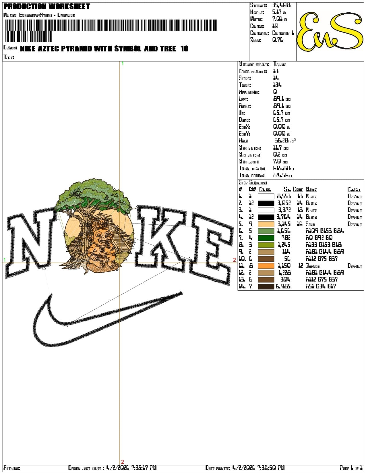 Nike Aztec Pyramid with Symbol and Tree   - Elegant embroidery design file-instant download — view 3