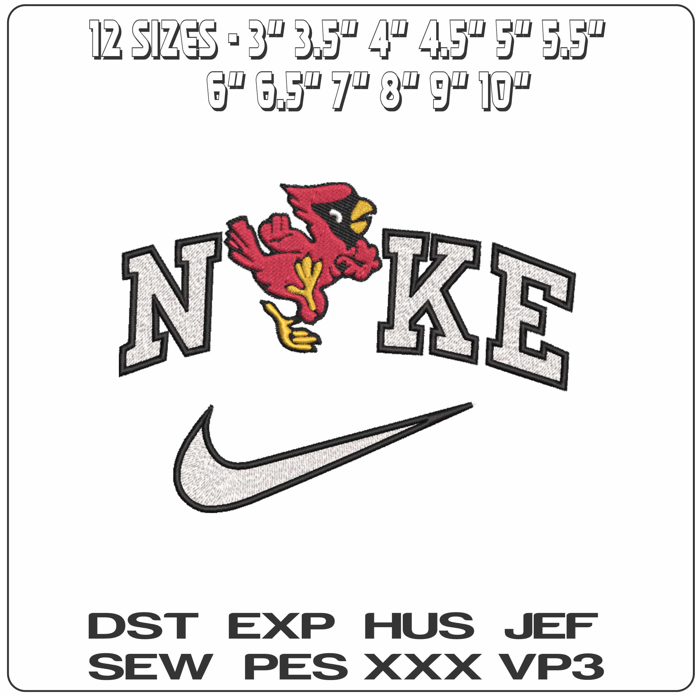 Nike Ball State Cardinals 1965 to 1990 University   - Elegant embroidery design file-instant download — view 2