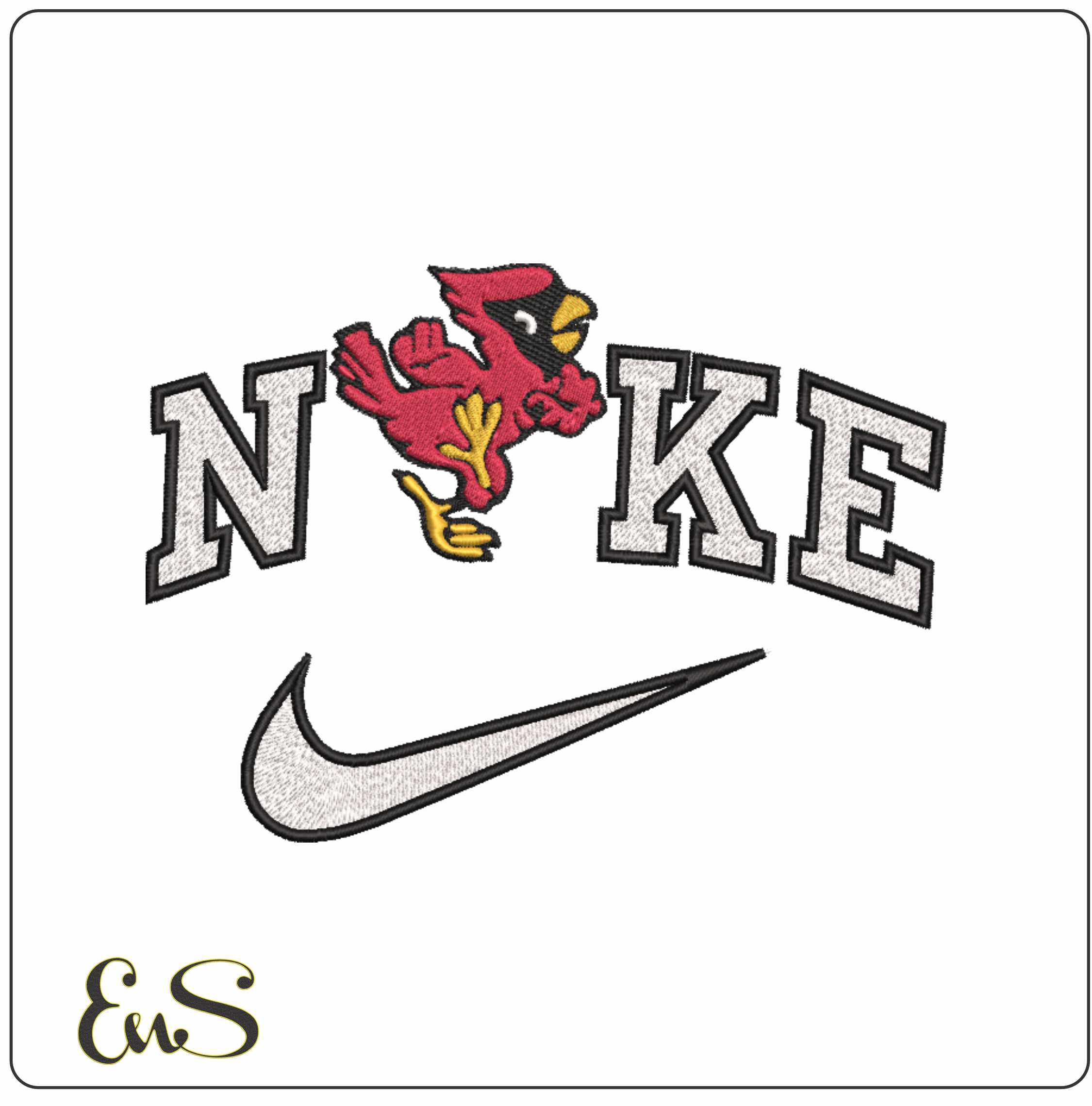Nike Ball State Cardinals 1965 to 1990 University   - Elegant embroidery design file-instant download