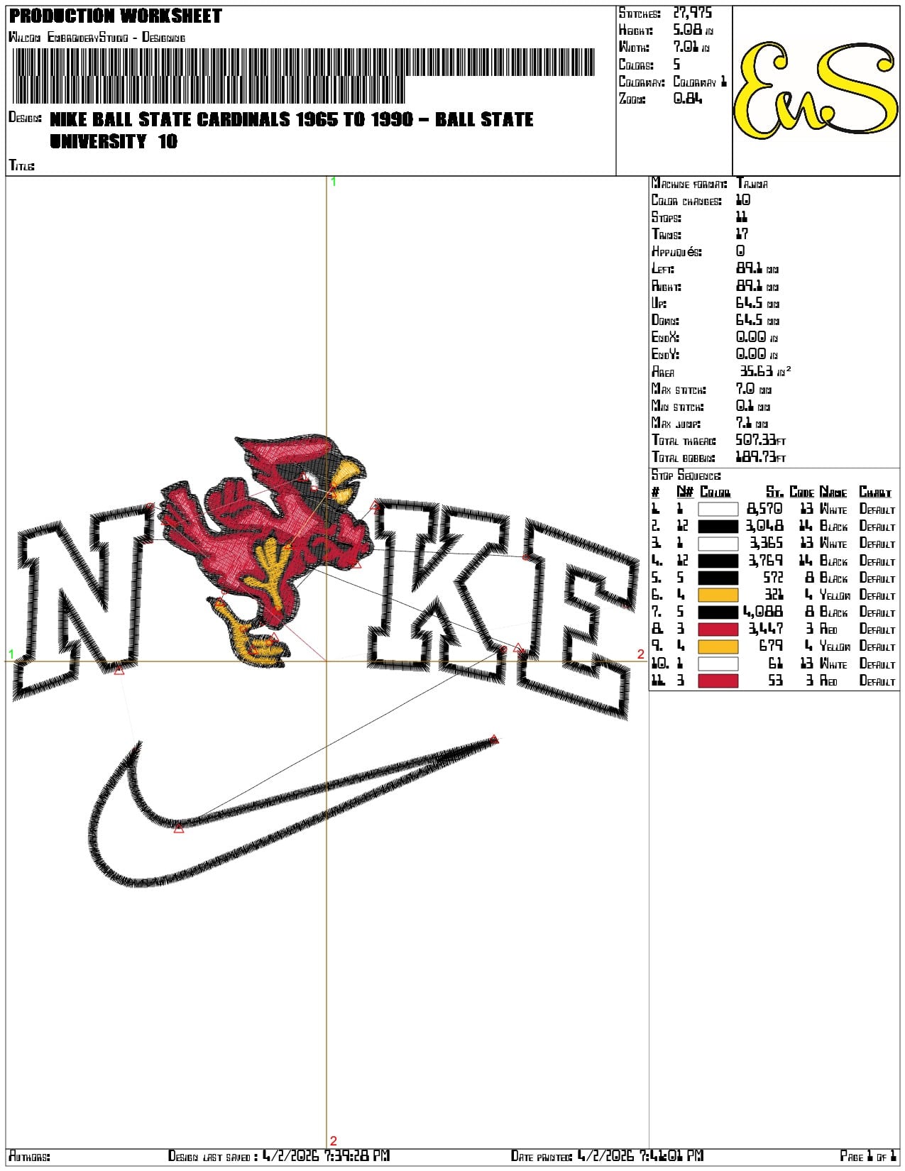 Nike Ball State Cardinals 1965 to 1990 University   - Elegant embroidery design file-instant download — view 3