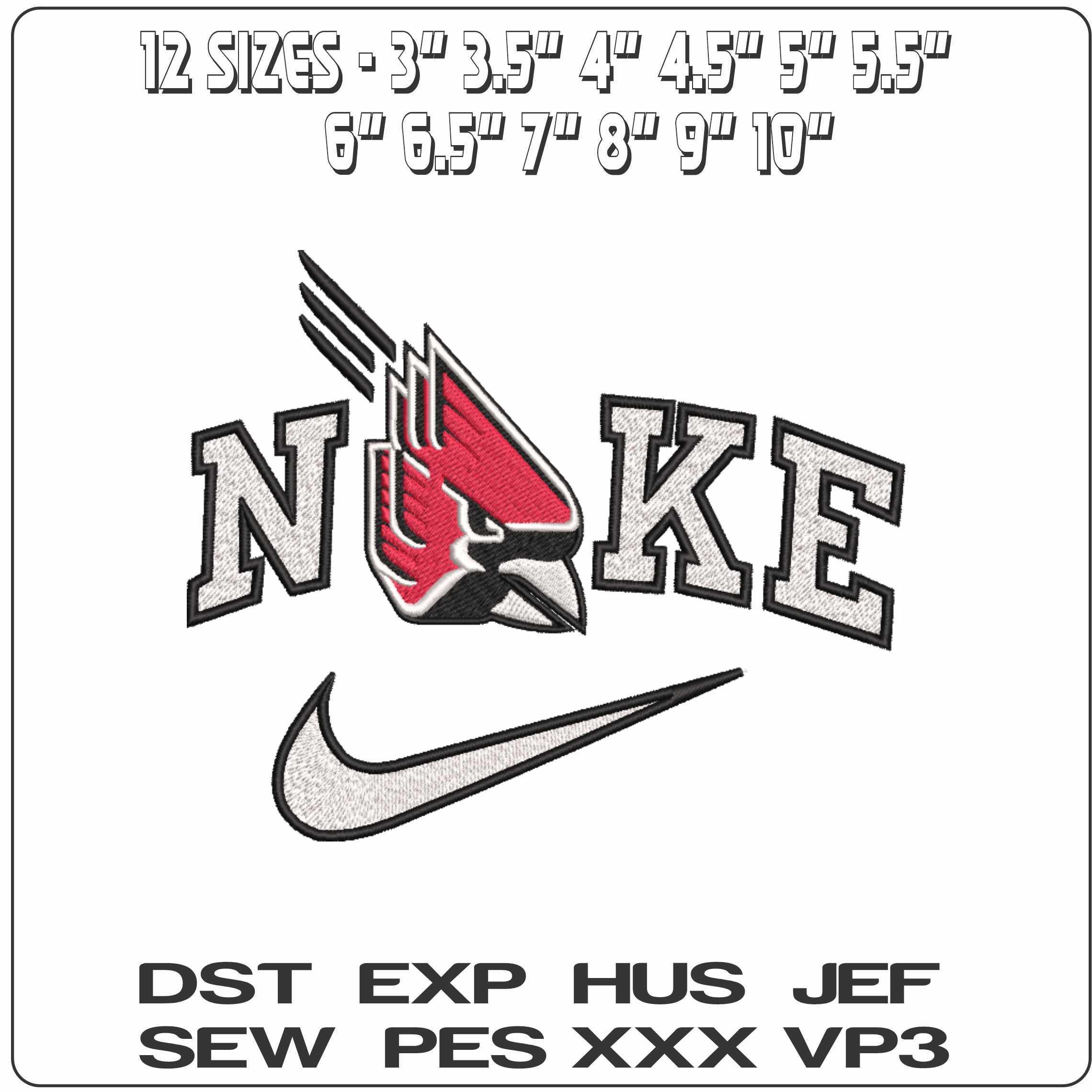Nike Ball State Cardinals 1990 to 2014 University   - Elegant embroidery design file-instant download — view 2