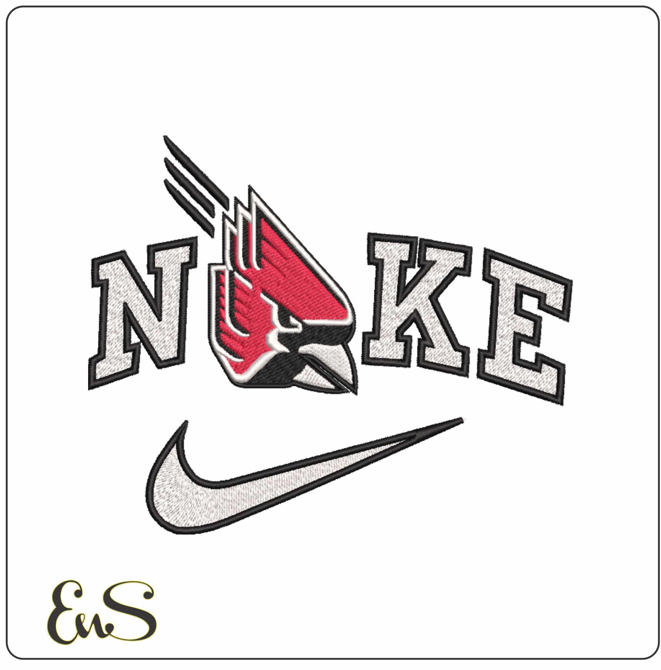 Nike Ball State Cardinals 1990 to 2014 University   - Elegant embroidery design file-instant download