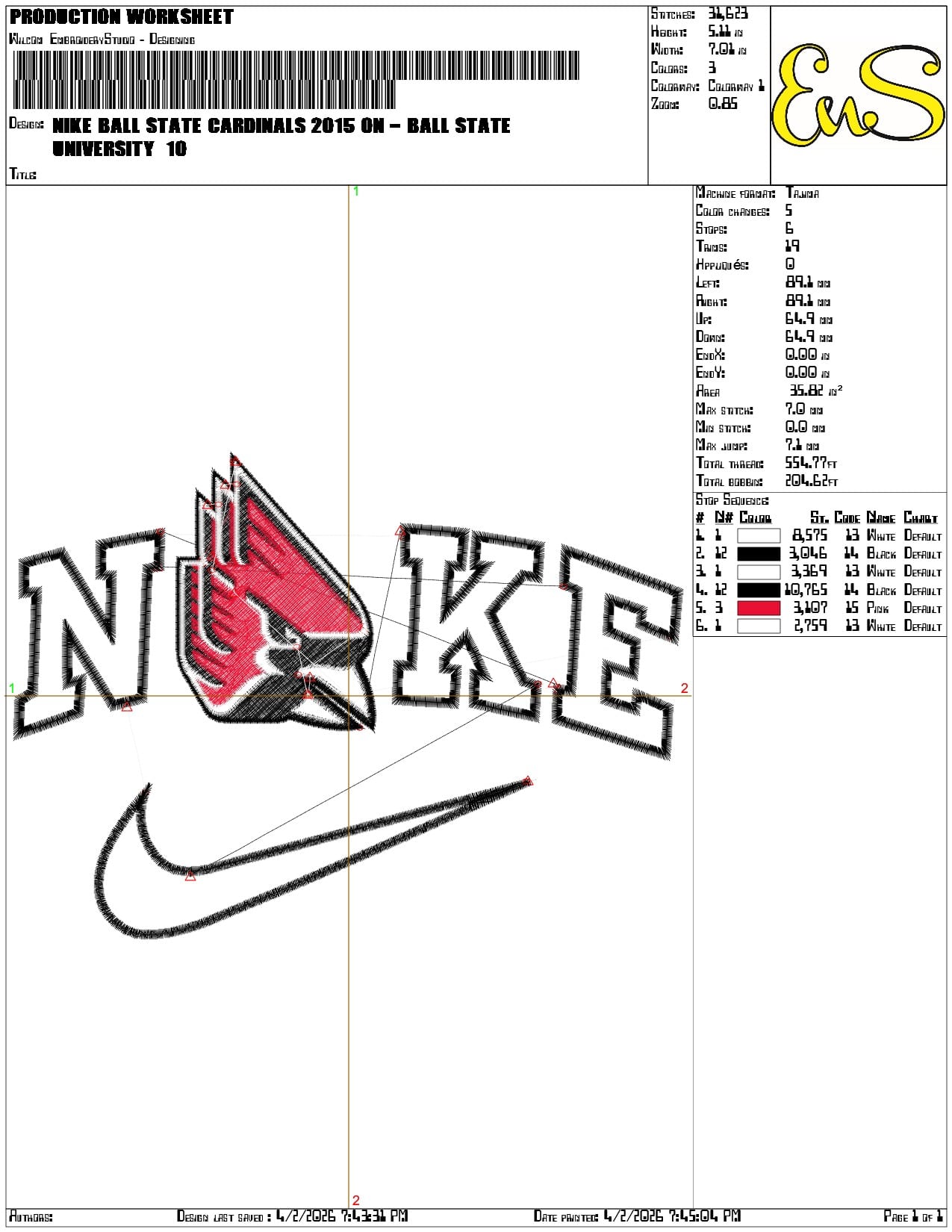 Nike Ball State Cardinals 2015 On  University   - Elegant embroidery design file-instant download — view 3