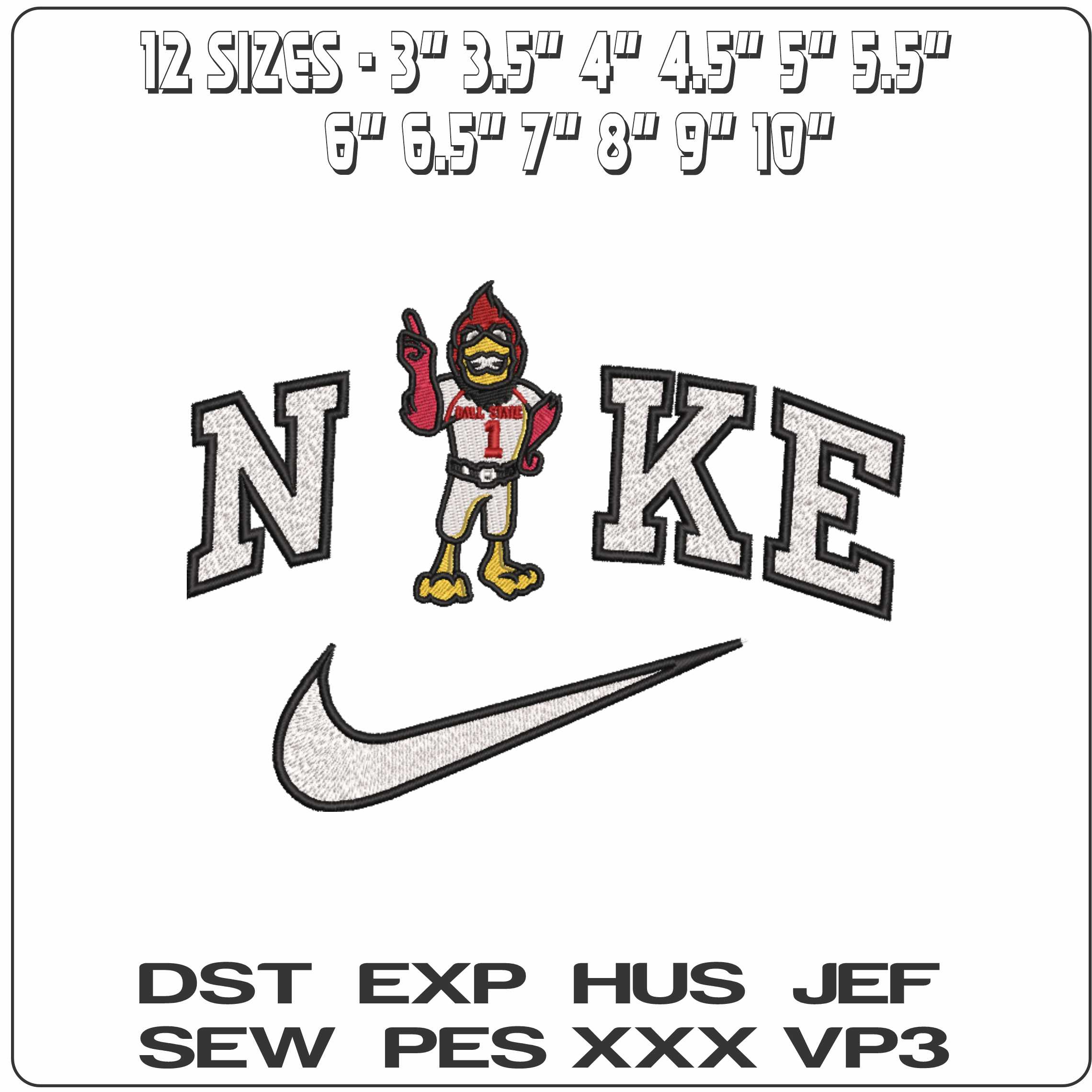 Nike Ball State Cardinals Mascot University   - Elegant embroidery design file-instant download — view 2