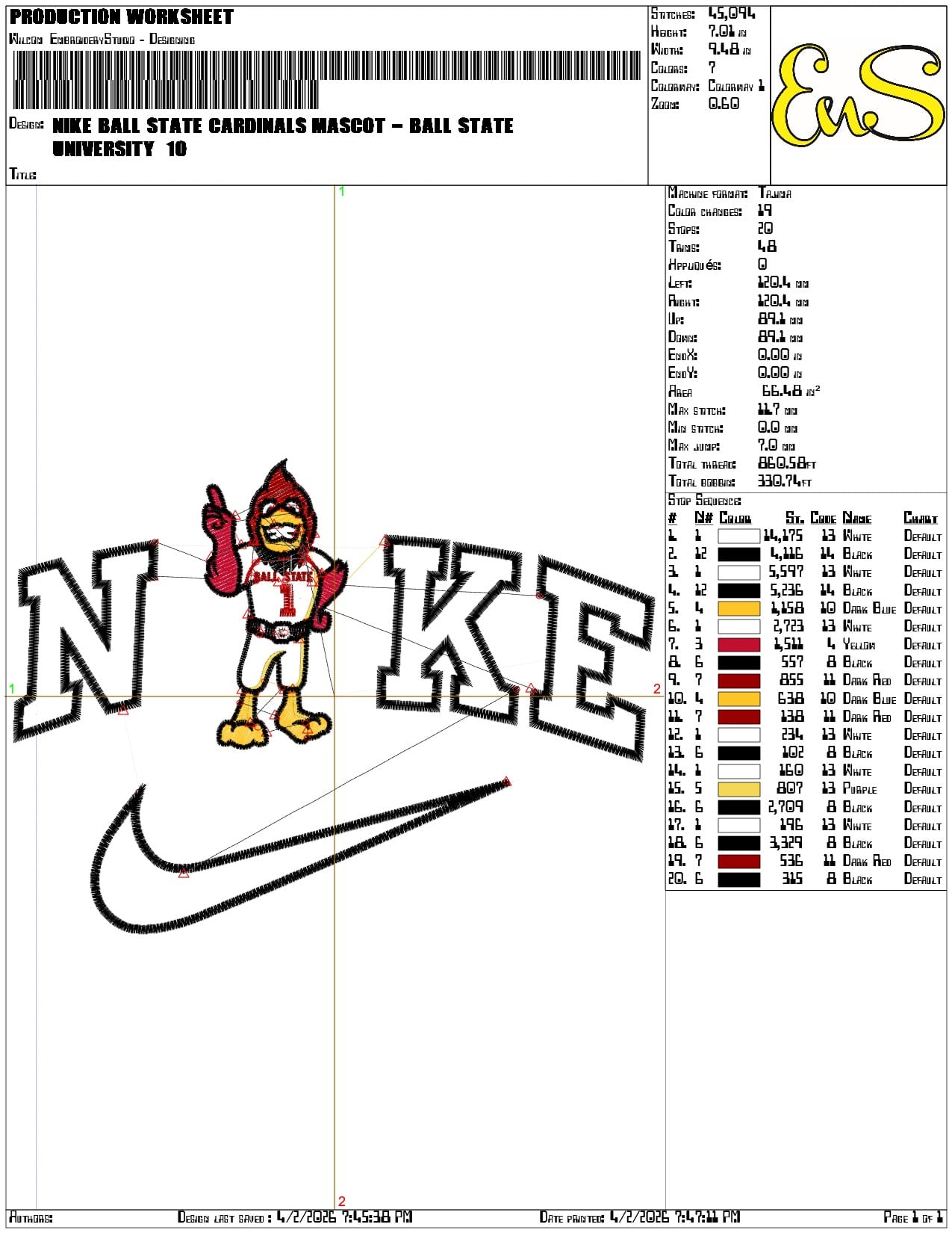 Nike Ball State Cardinals Mascot University   - Elegant embroidery design file-instant download — view 3