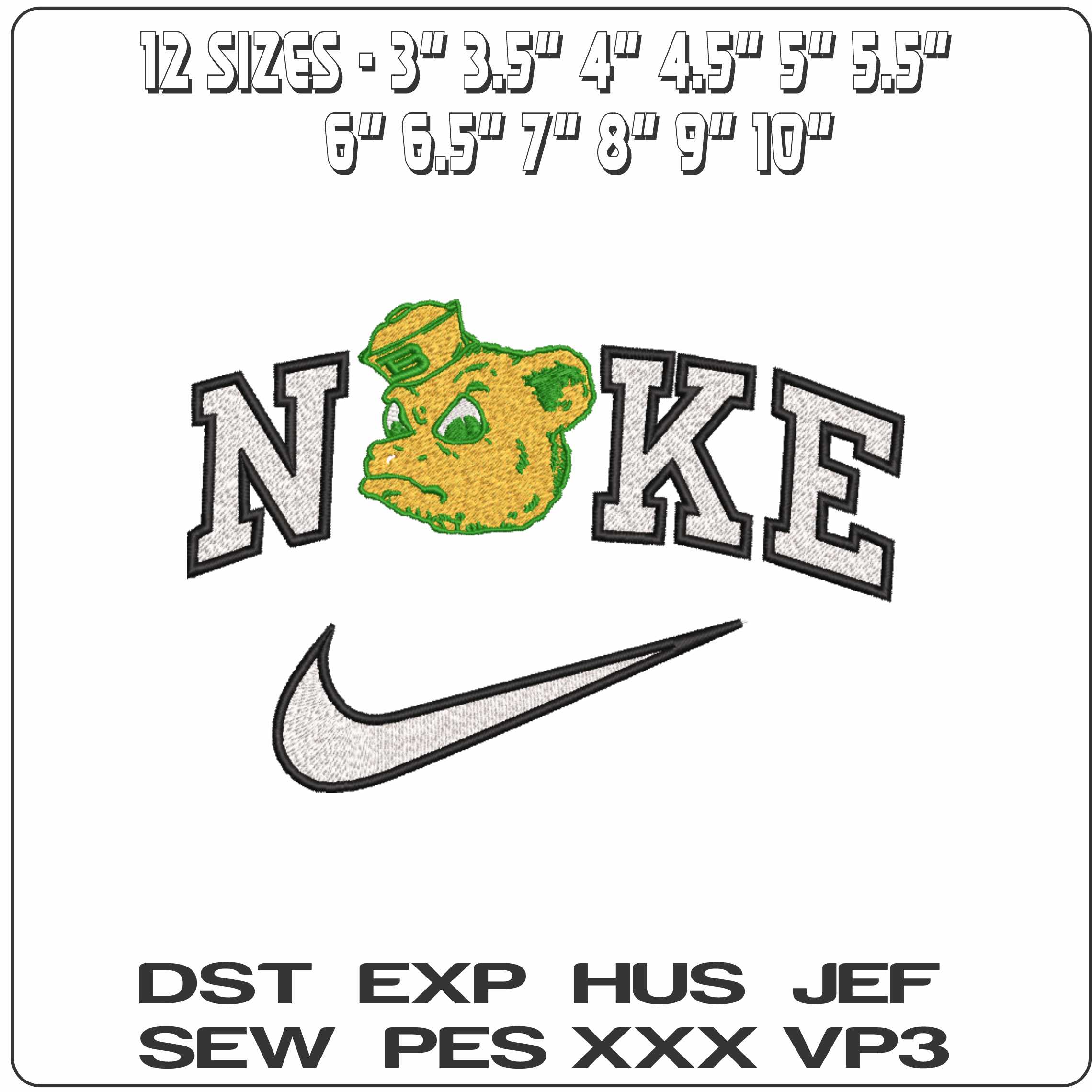 Nike Baylor Bears 1969 to1997 Baylor University   - Elegant embroidery design file-instant download — view 2