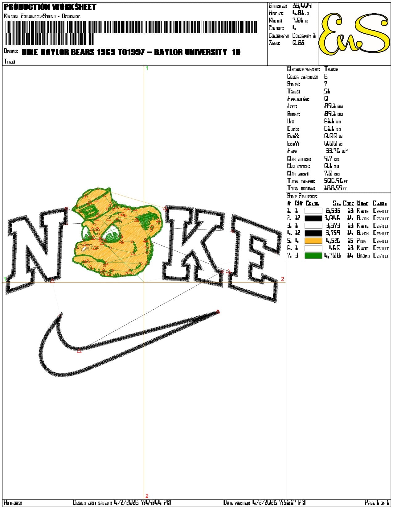 Nike Baylor Bears 1969 to1997 Baylor University   - Elegant embroidery design file-instant download — view 3
