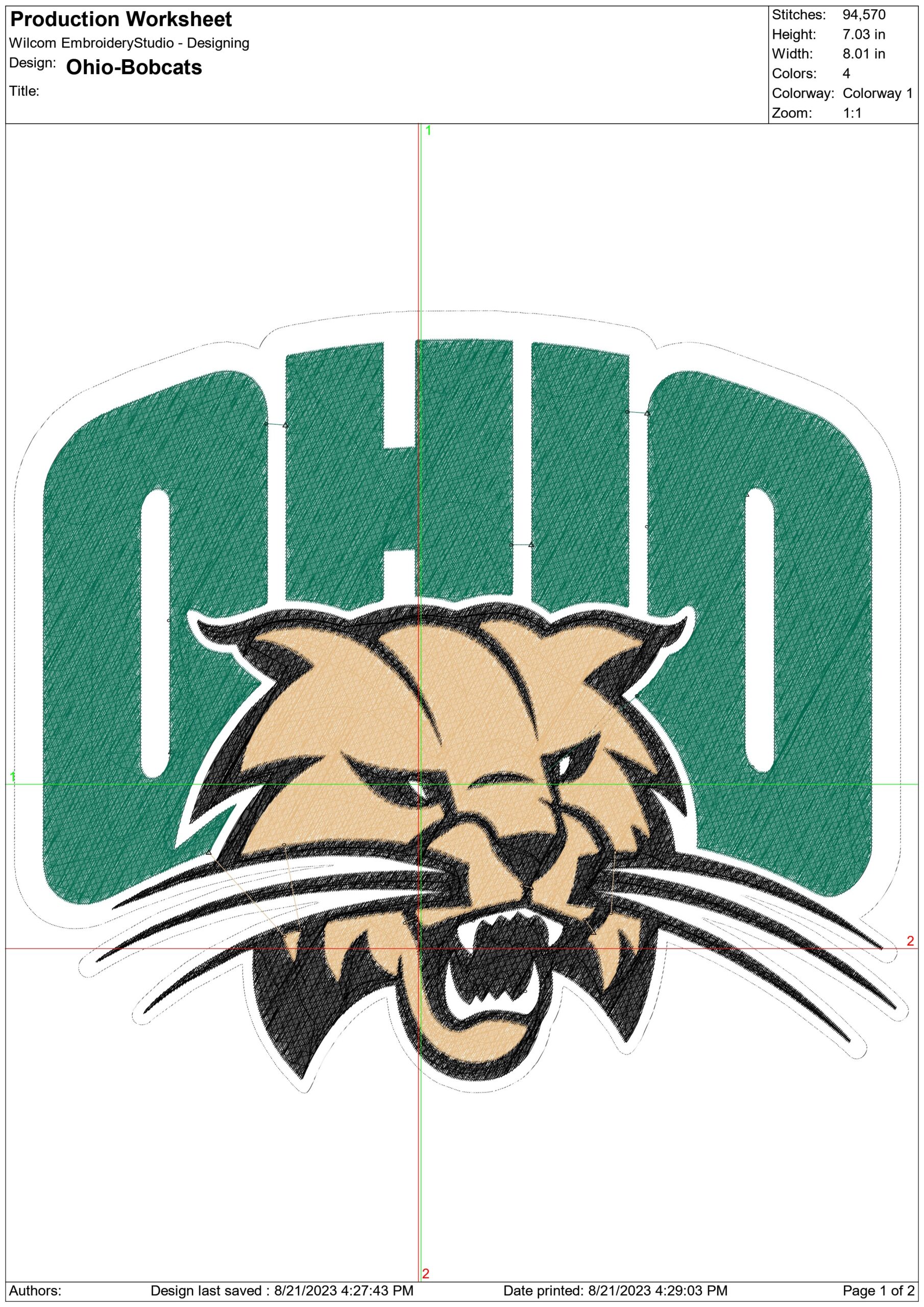 Ohio Bobcats University embroidery design -Ohio Bobcats University, men's football embroidery machine pattern embroidery file - instant download — view 2