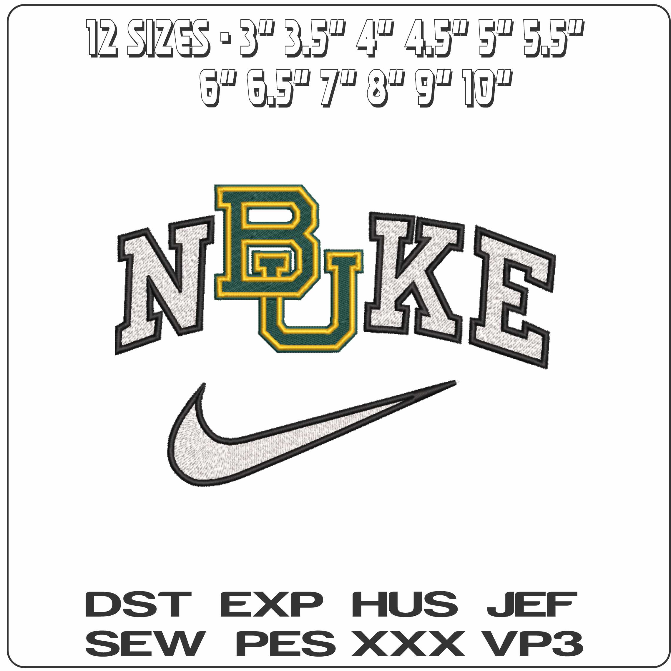 Nike Baylor Bears 2005 2019 Baylor University   - Elegant embroidery design file-instant download — view 2