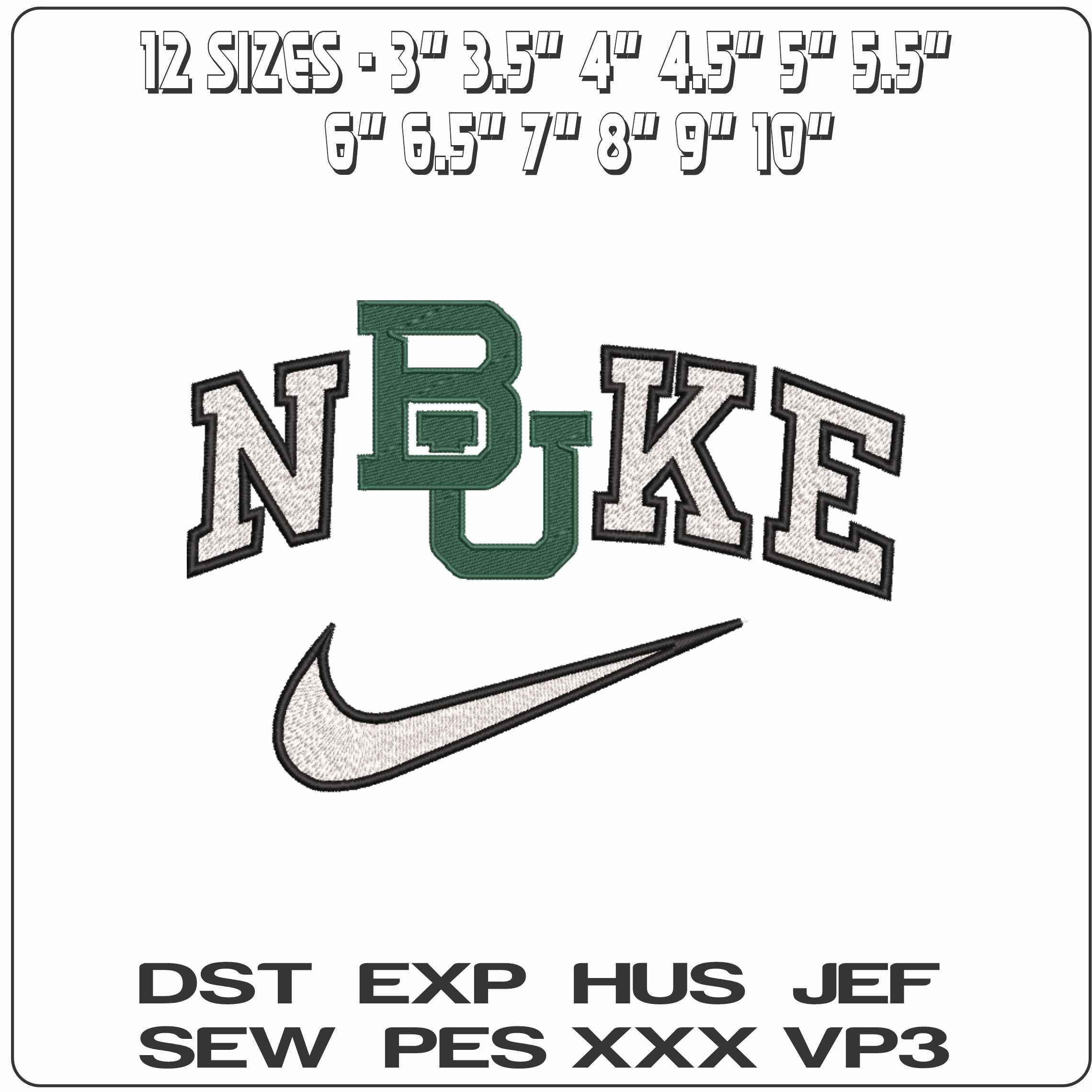 Nike Baylor Bears 2019 Baylor University   - Elegant embroidery design file-instant download — view 2