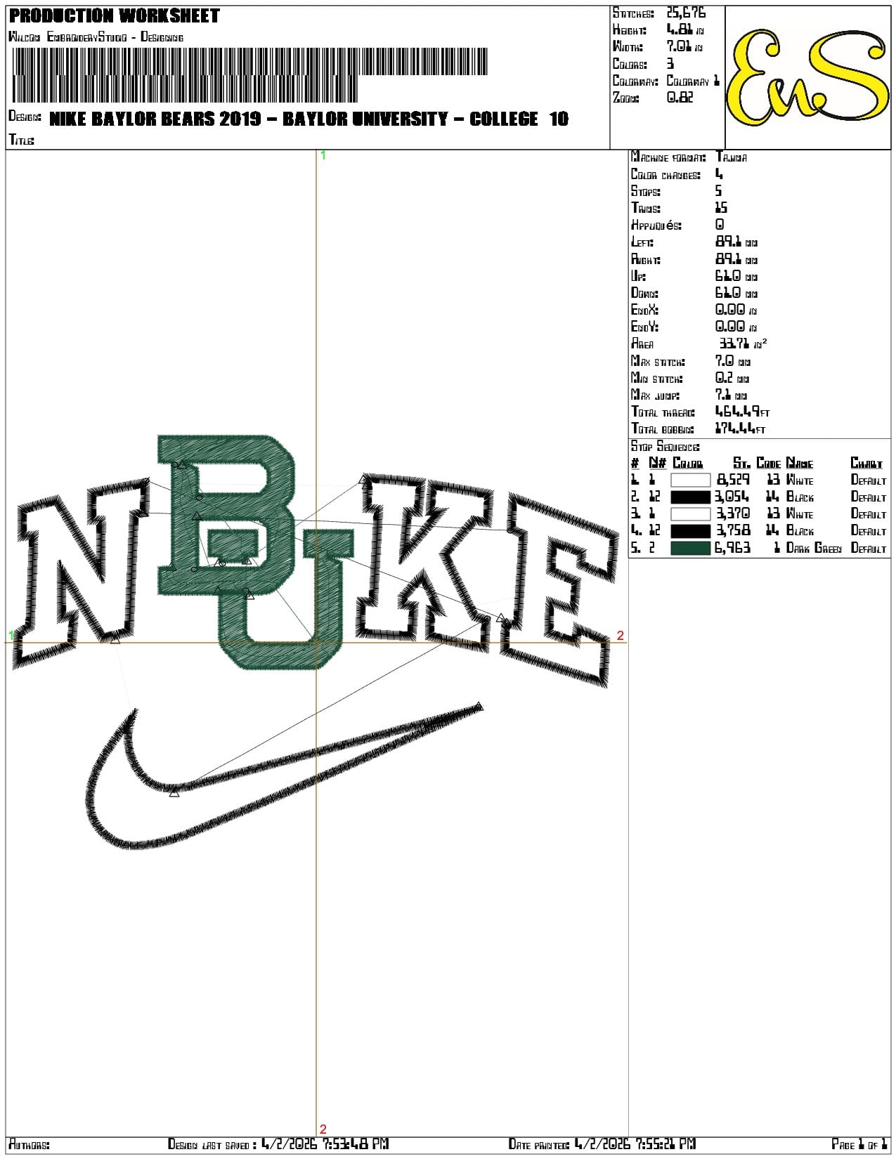 Nike Baylor Bears 2019 Baylor University   - Elegant embroidery design file-instant download — view 3