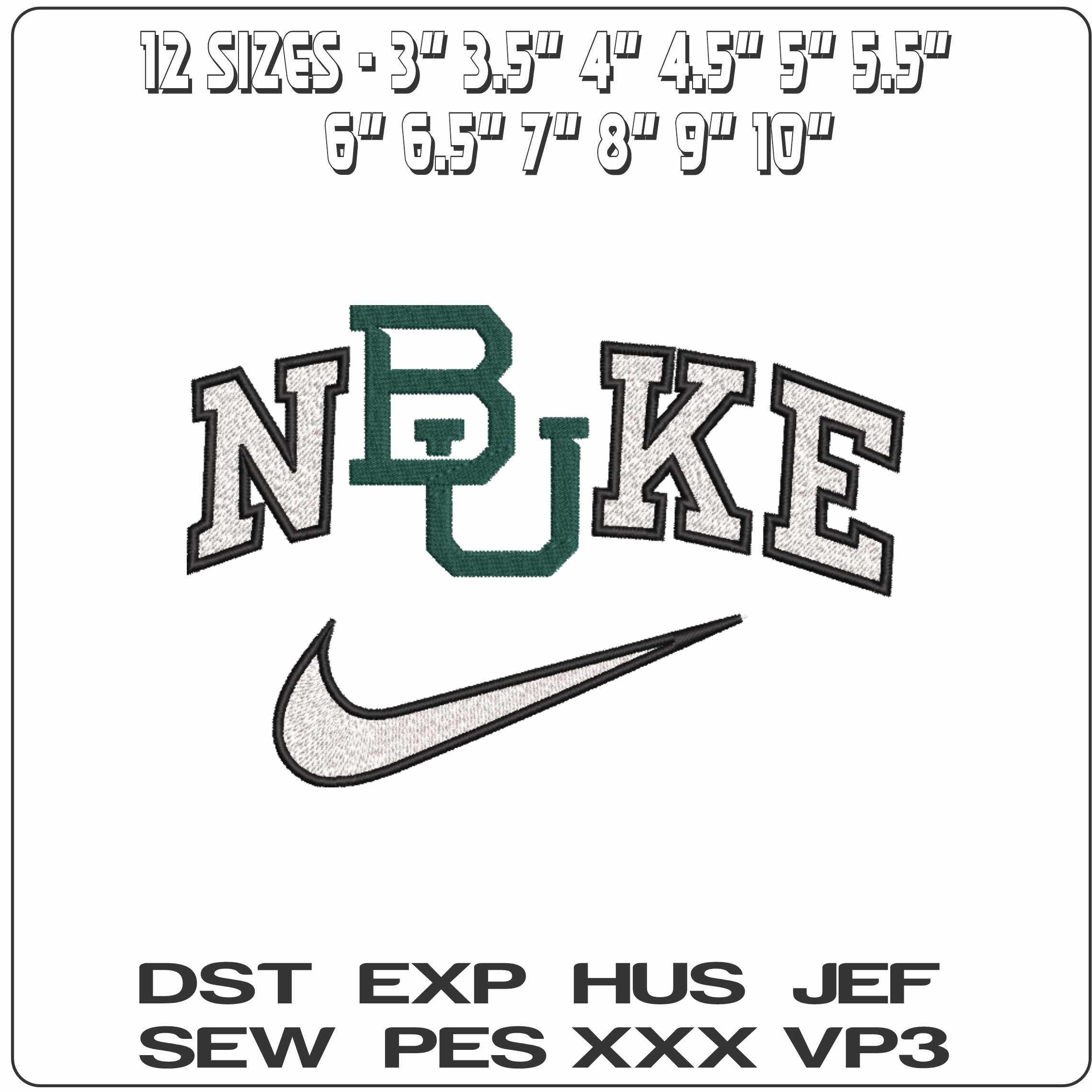 Nike Baylor Bears 2019 on Baylor University   - Elegant embroidery design file-instant download — view 2