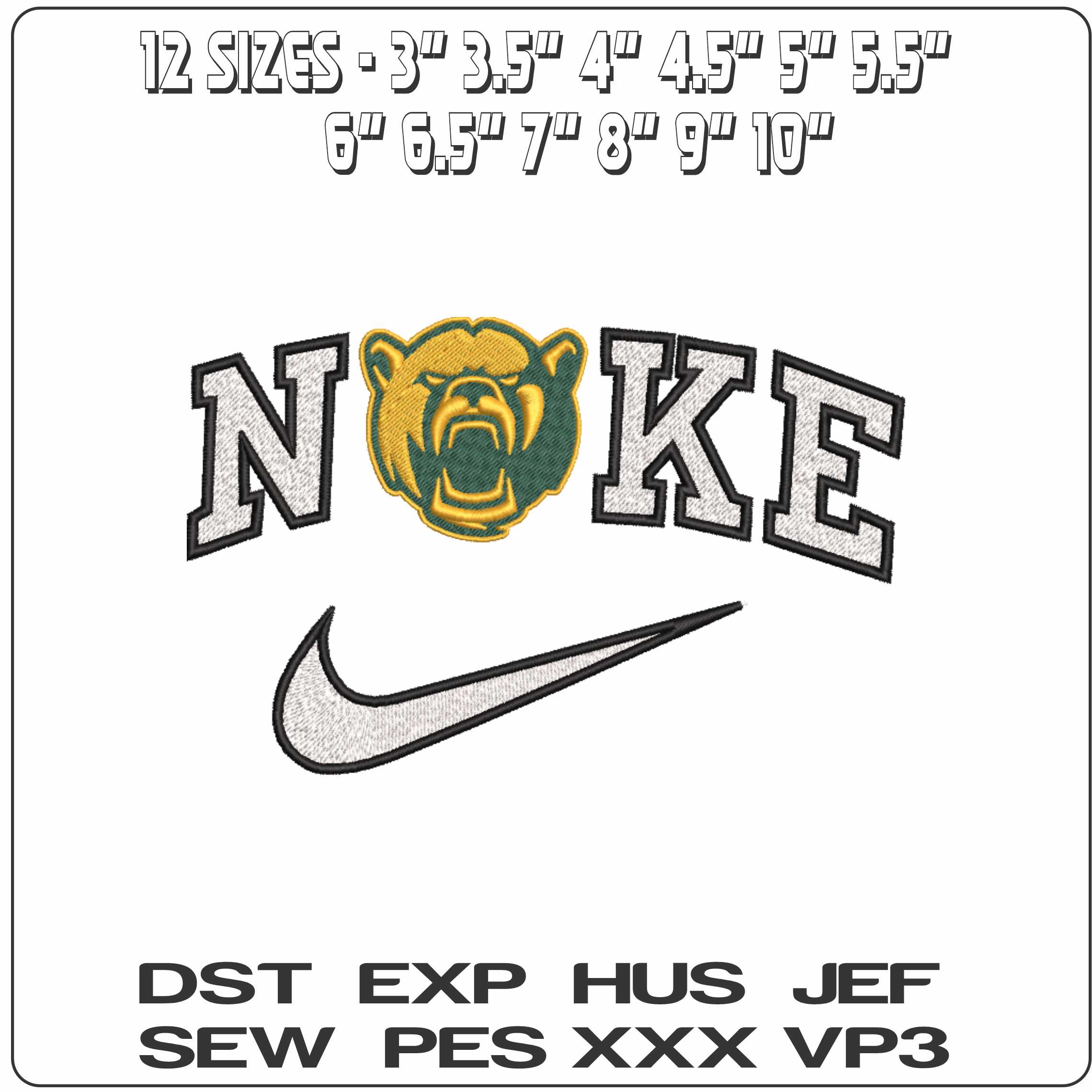 Nike Baylor Bears Alternative Baylor University   - Elegant embroidery design file-instant download — view 2