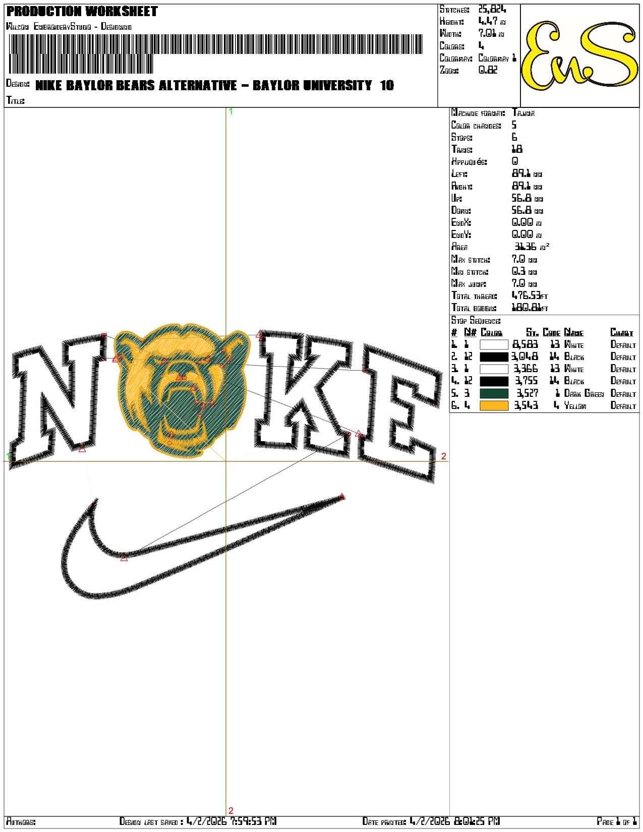 Nike Baylor Bears Alternative Baylor University   - Elegant embroidery design file-instant download — view 3