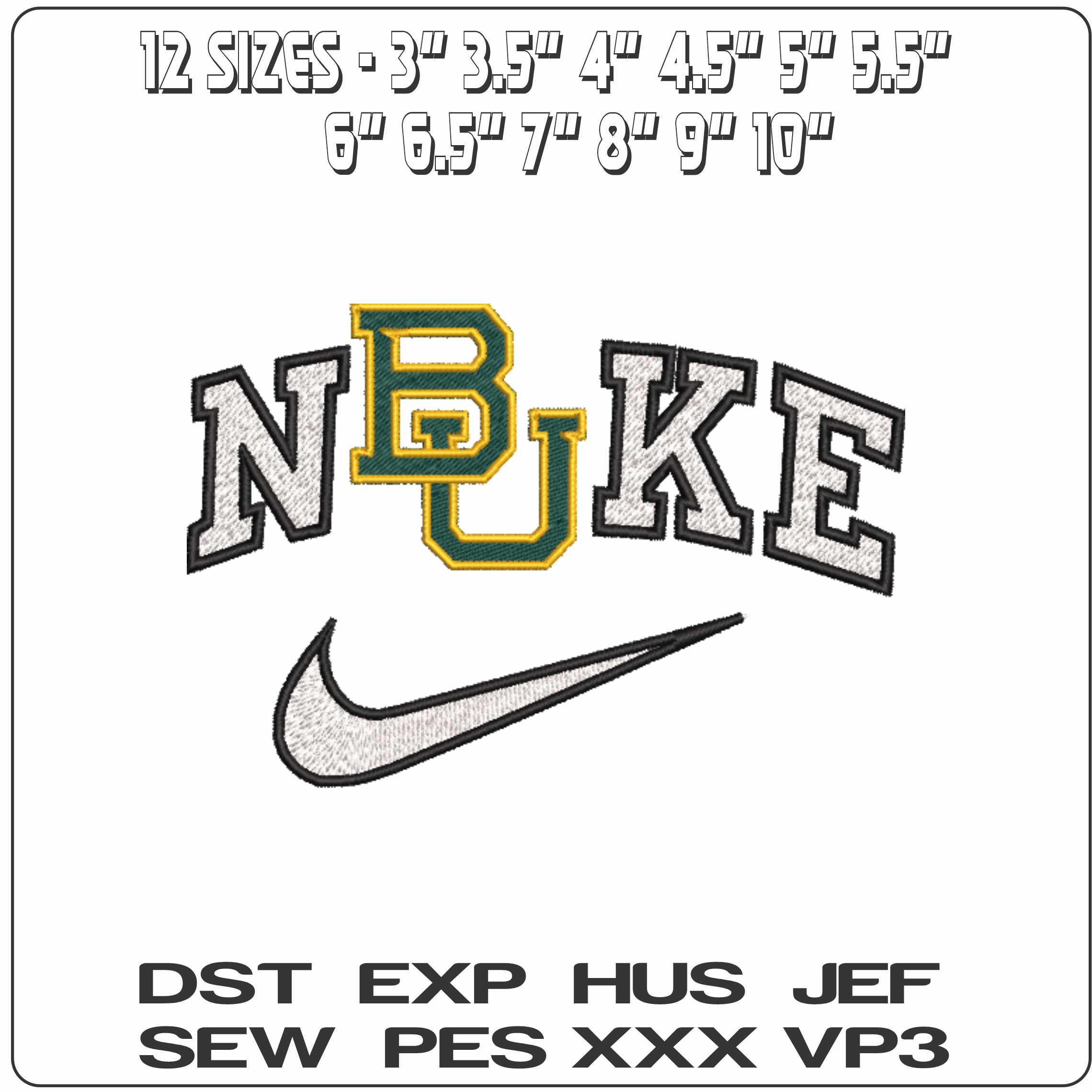 Nike Baylor Bears Alternative Baylor University   - Elegant embroidery design file-instant download — view 2
