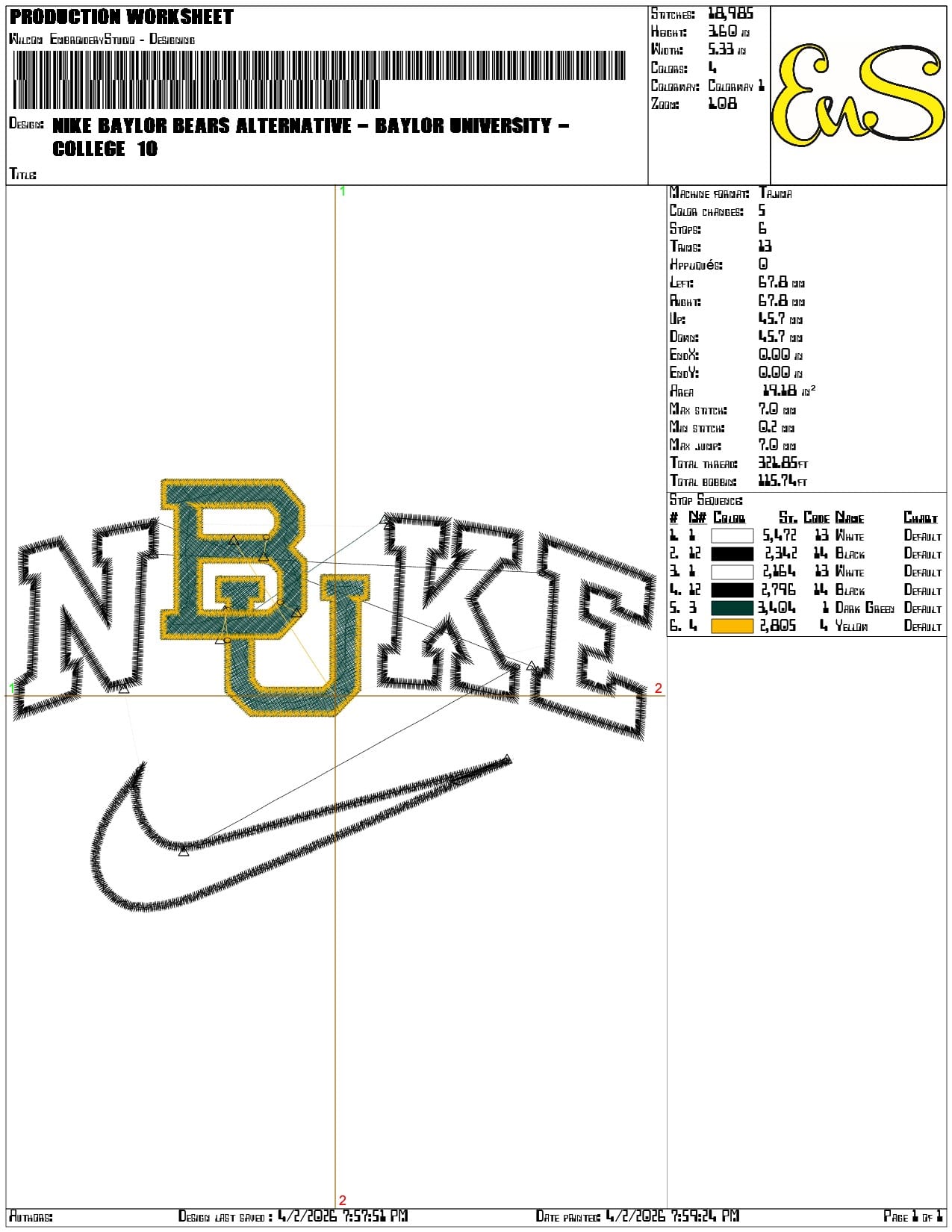 Nike Baylor Bears Alternative Baylor University   - Elegant embroidery design file-instant download — view 3