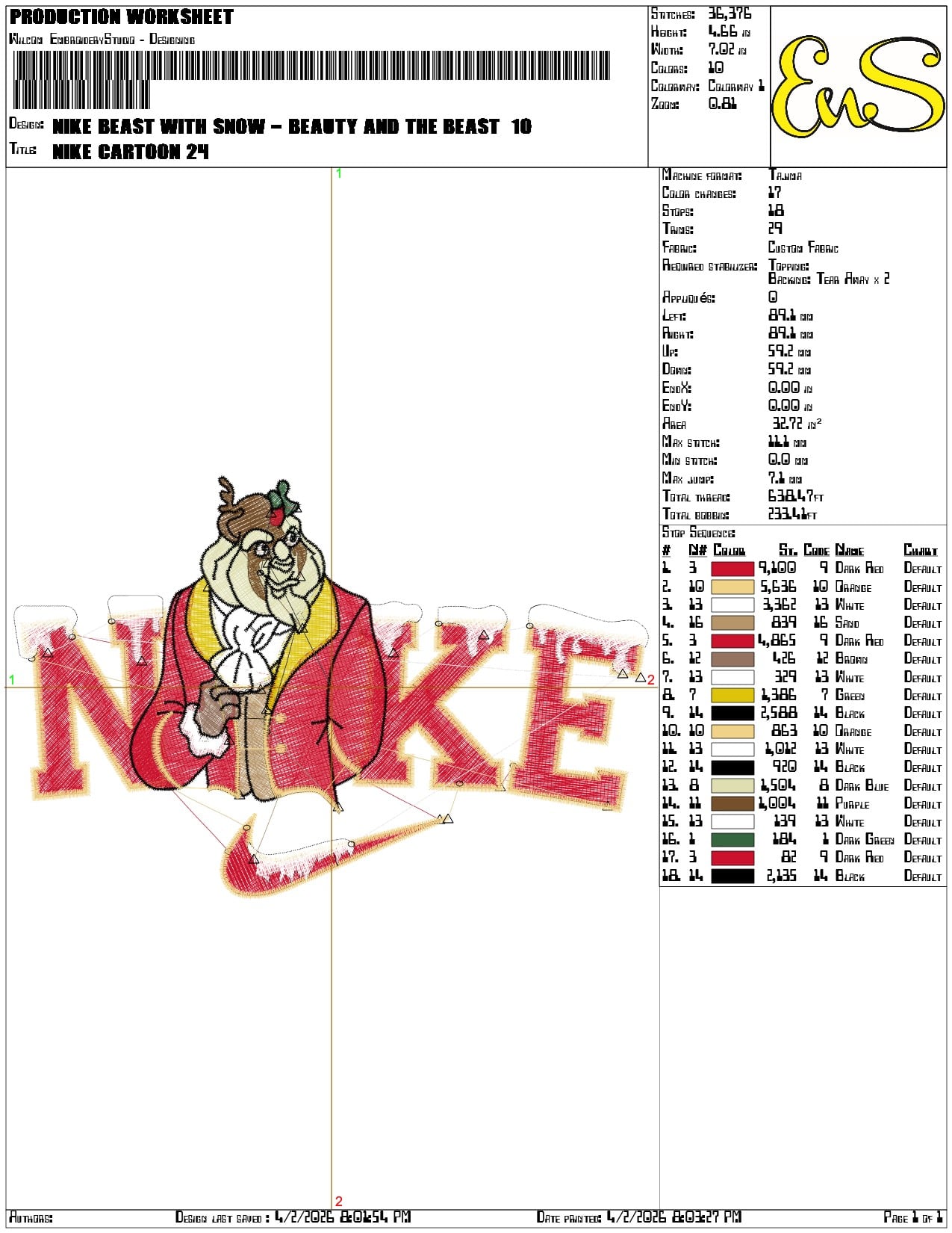Nike Beast with Snow Beauty and the Beast   - Elegant embroidery design file-instant download — view 3